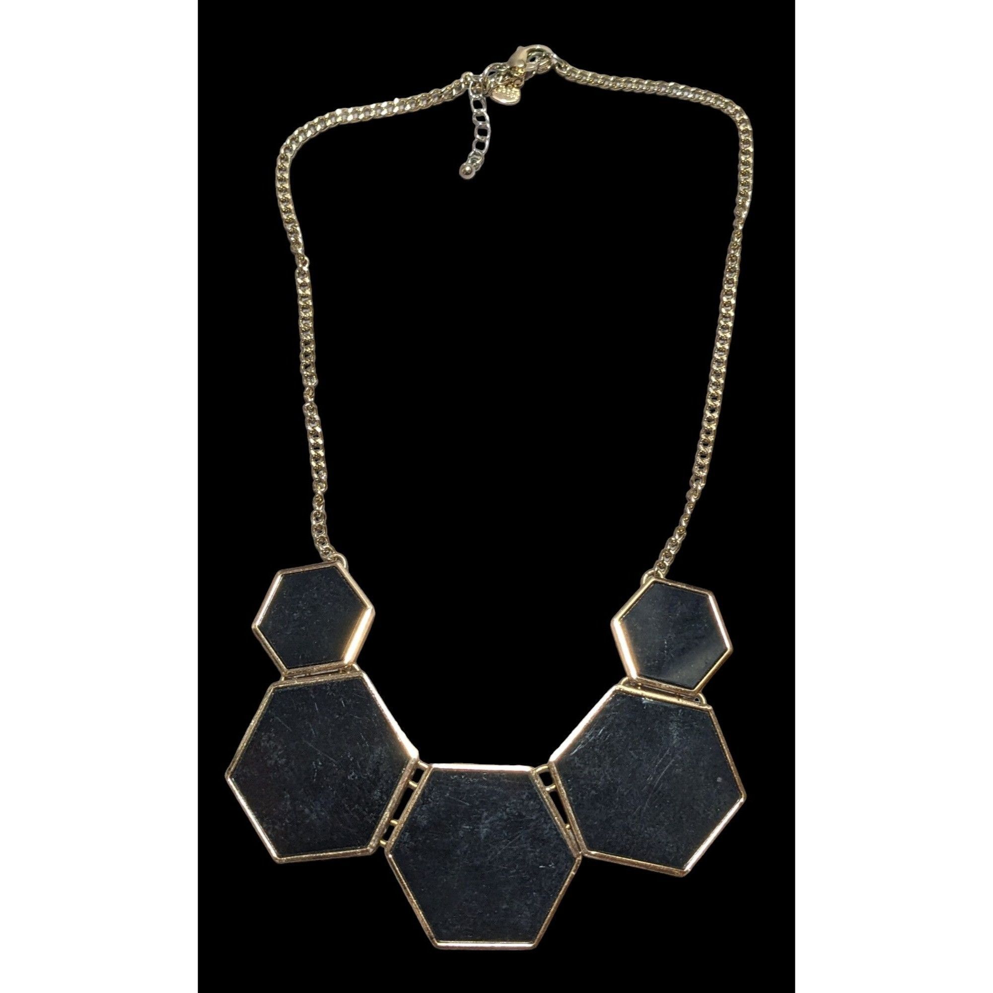 Express Express Black And Gold Geometric Bib Necklace Size ONE SIZE - 1 Thumbnail
