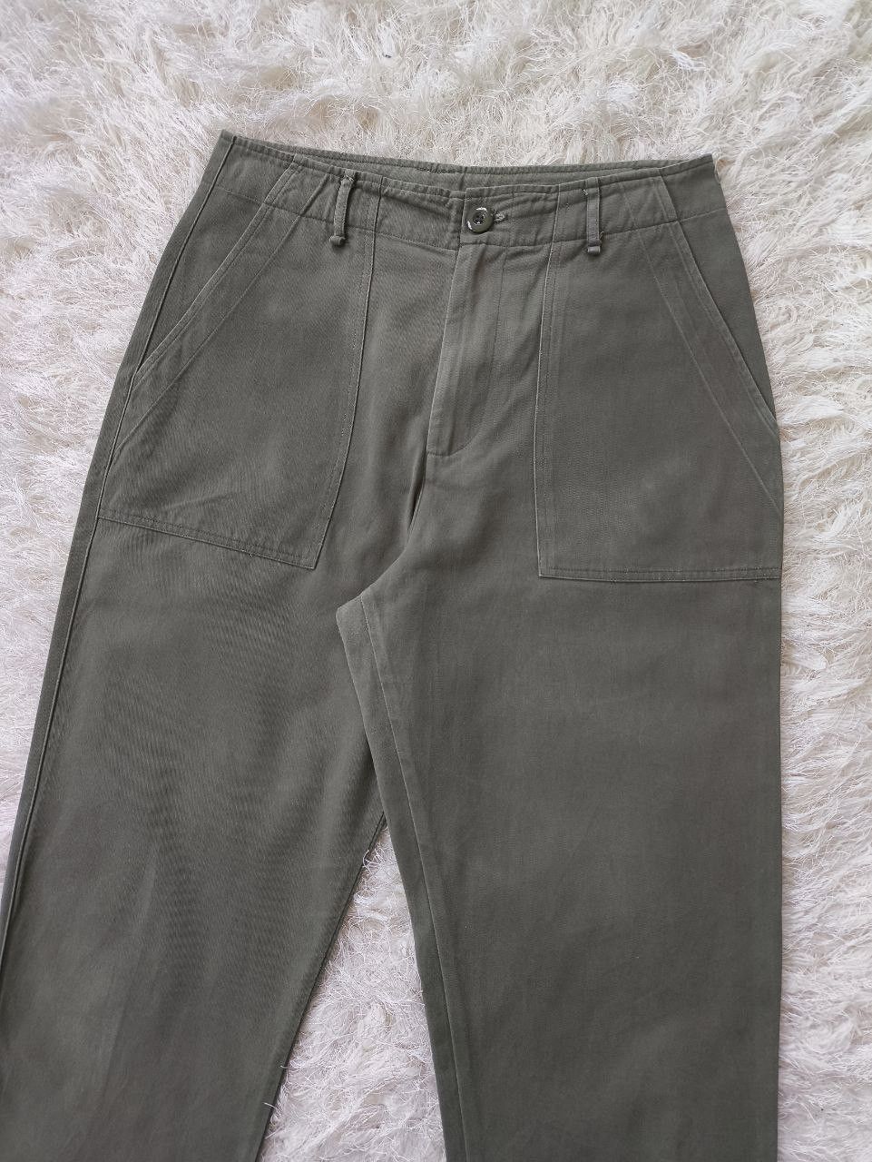 Japanese Brand ADAPT RETAILING Japan Utility Rayon Olive Green Baker Pants Size US 31 - 3 Thumbnail