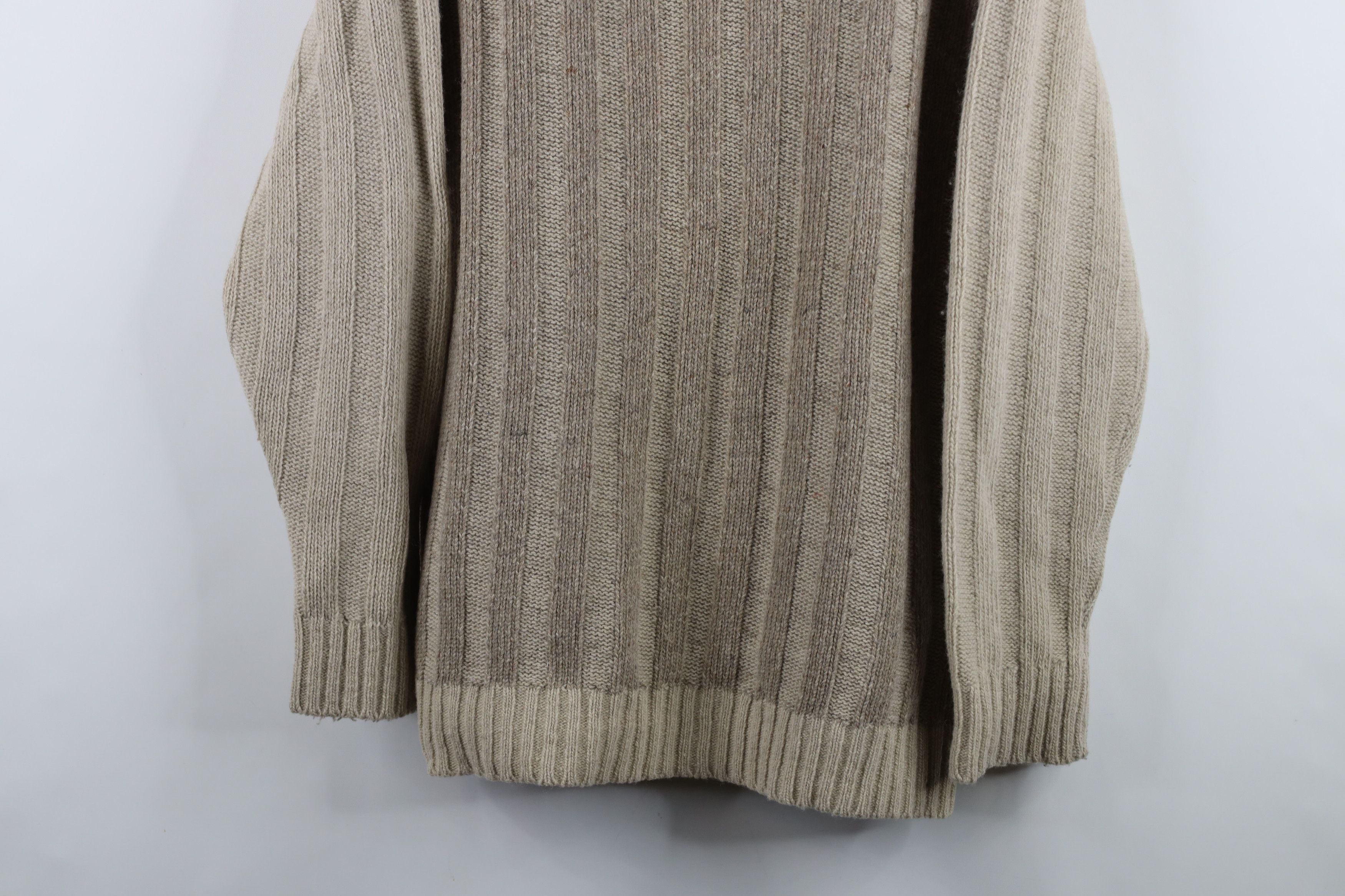 Vintage Vintage 90s Streetwear Ribbed Knit Mock Neck Sweater Beige Size US M / EU 48-50 / 2 - 3 Thumbnail