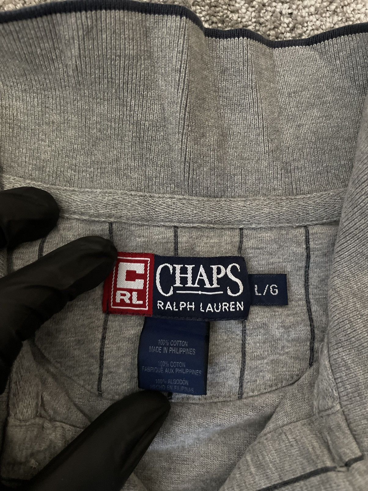 Chaps Ralph Lauren 🩶 Chaps Ralph Lauren - gray striped polo Size US L / EU 52-54 / 3 - 2 Thumbnail