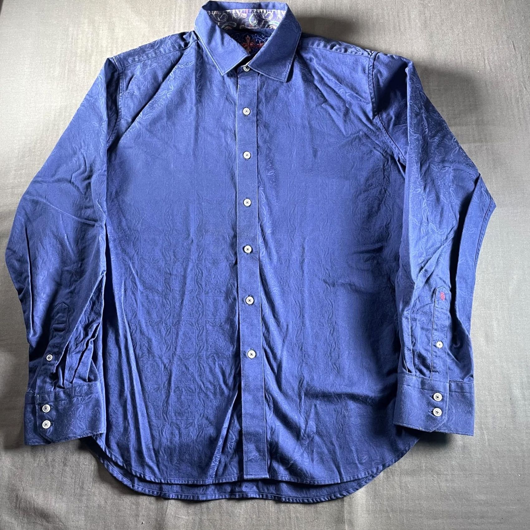 Robert Graham Robert Graham Shirt Mens XL Blue Classic Fit Jacquard Flip Cuff Button Down Size US XL / EU 56 / 4 - 6 Thumbnail