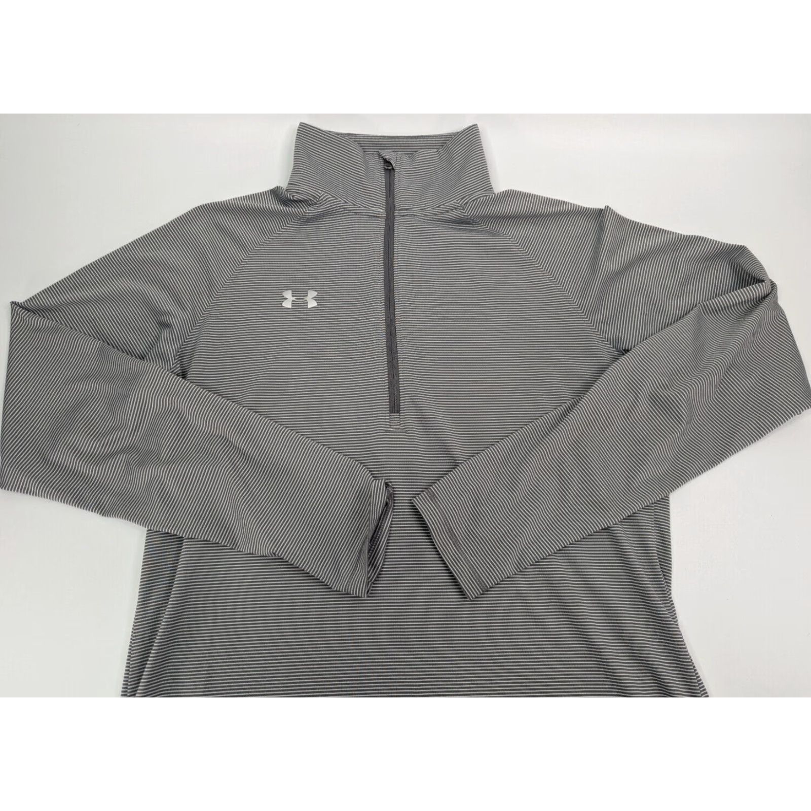 Under Armour Under Armour Womens Pullover 1/4 Zip HeatGear Long Sleeve Striped Mock Neck Medium Gray Size M / US 6-8 / IT 42-44 - 2 Thumbnail