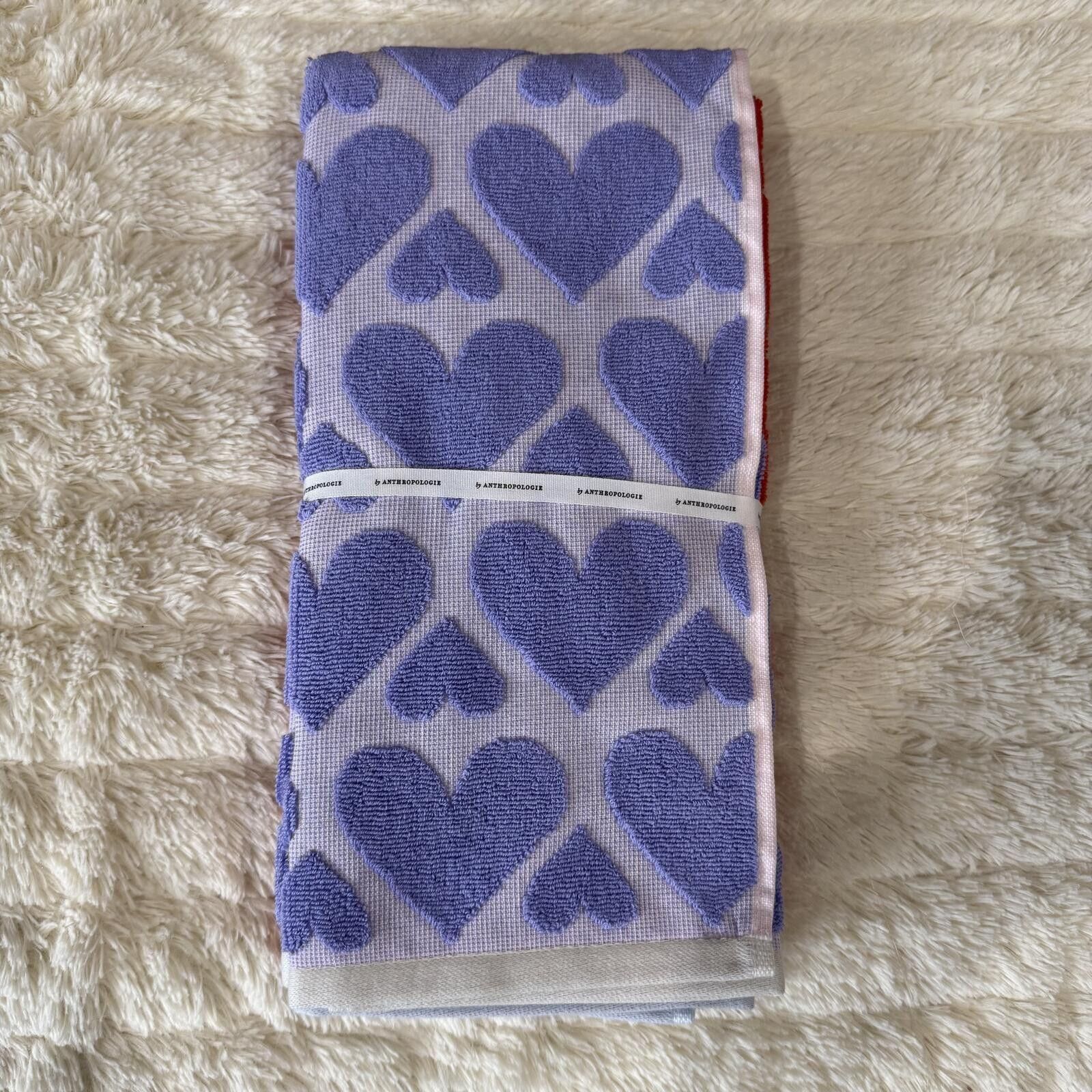 Other Anthropologie Heart Patterned Bath Towels Set - Red & Blue Size ONE SIZE - 2 Thumbnail