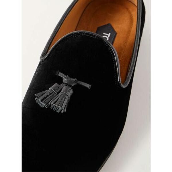 Tom Ford o1w1db10724 Velvet Tassel Loafers in Black Size US 10 / EU 43 - 4 Thumbnail