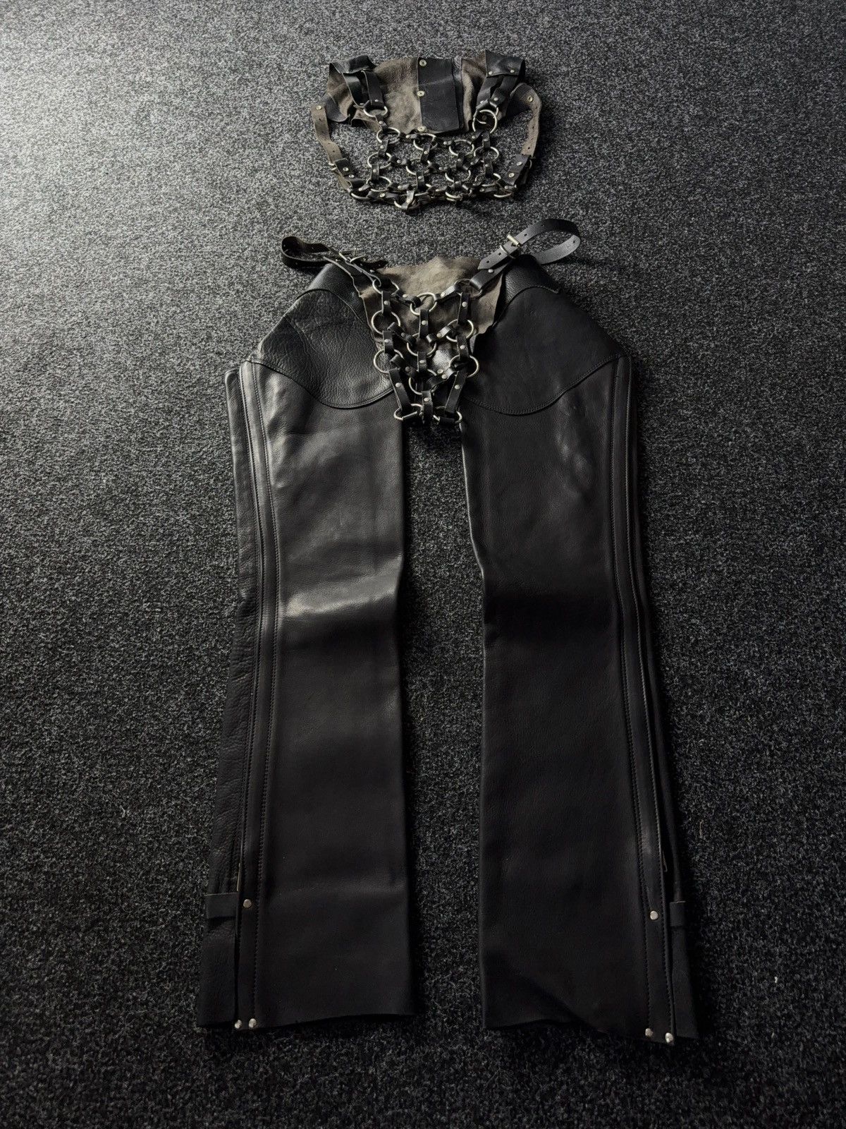 Japanese Brand Gothic BDSM Leather Leggings & Chain Harness Costume Size ONE SIZE - 2 Thumbnail