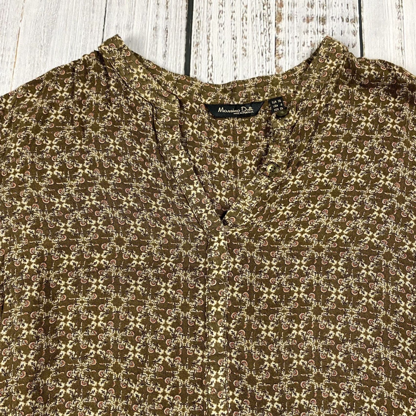 Massimo Dutti MASSIMO DUTTI WOMENS KNIT BLOUSE TUNIC SIZE 4 BROWN SOLID REGULAR FIT SHORT SLEEVE Size S / US 4 / IT 40 - 2 Thumbnail