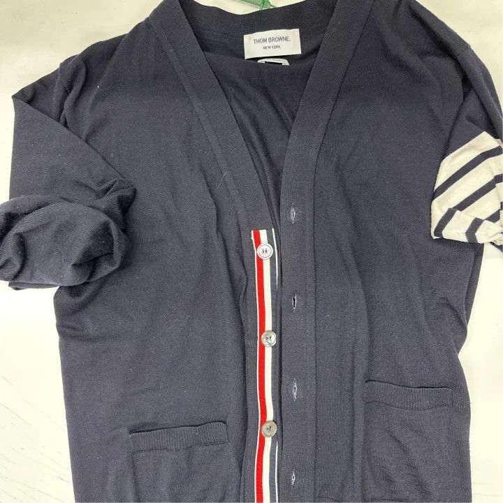 Thom Browne Thom Browne Classic V-Neck Cardigan in Blue -2507 Size US M / EU 48-50 / 2 - 5 Thumbnail