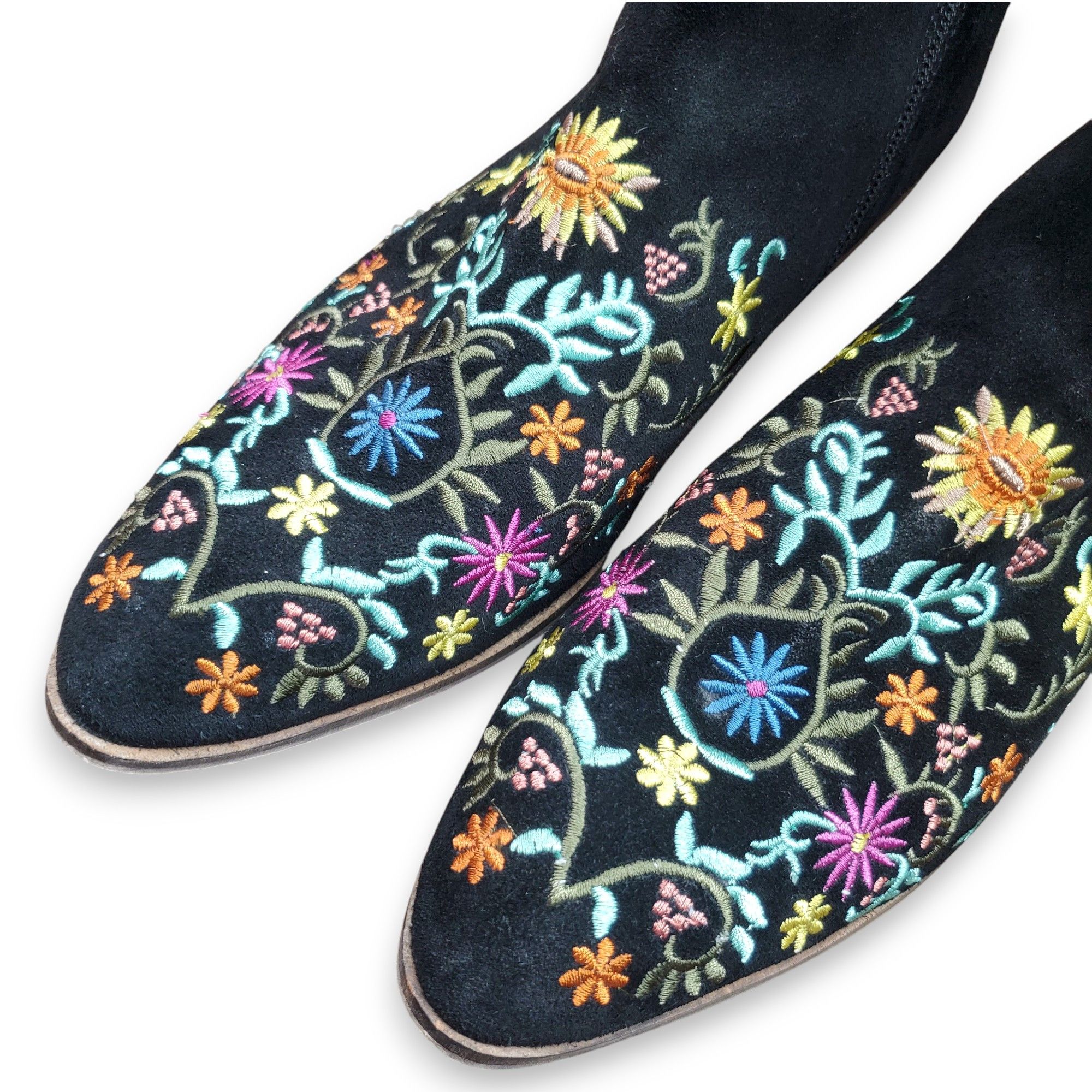 Other Diba Size 8.5 Booties Embroidered Black Suede Leather Size US 8.5 / IT 38.5 - 8 Thumbnail