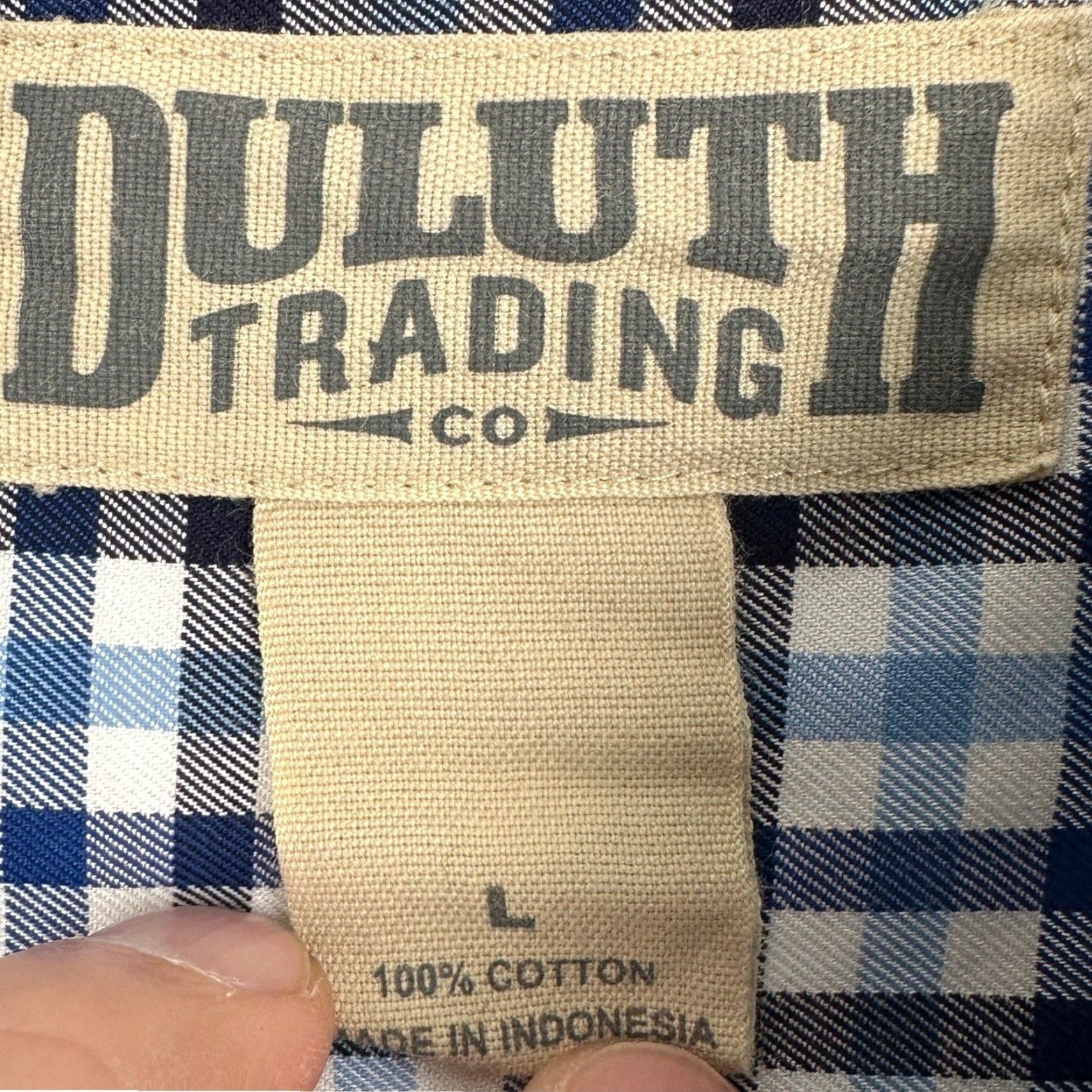 Duluth Trading Company Duluth Trading Co Shirt Mens Large Blue Button-Down Gingham Check Long Sleeve Size US L / EU 52-54 / 3 - 4 Thumbnail