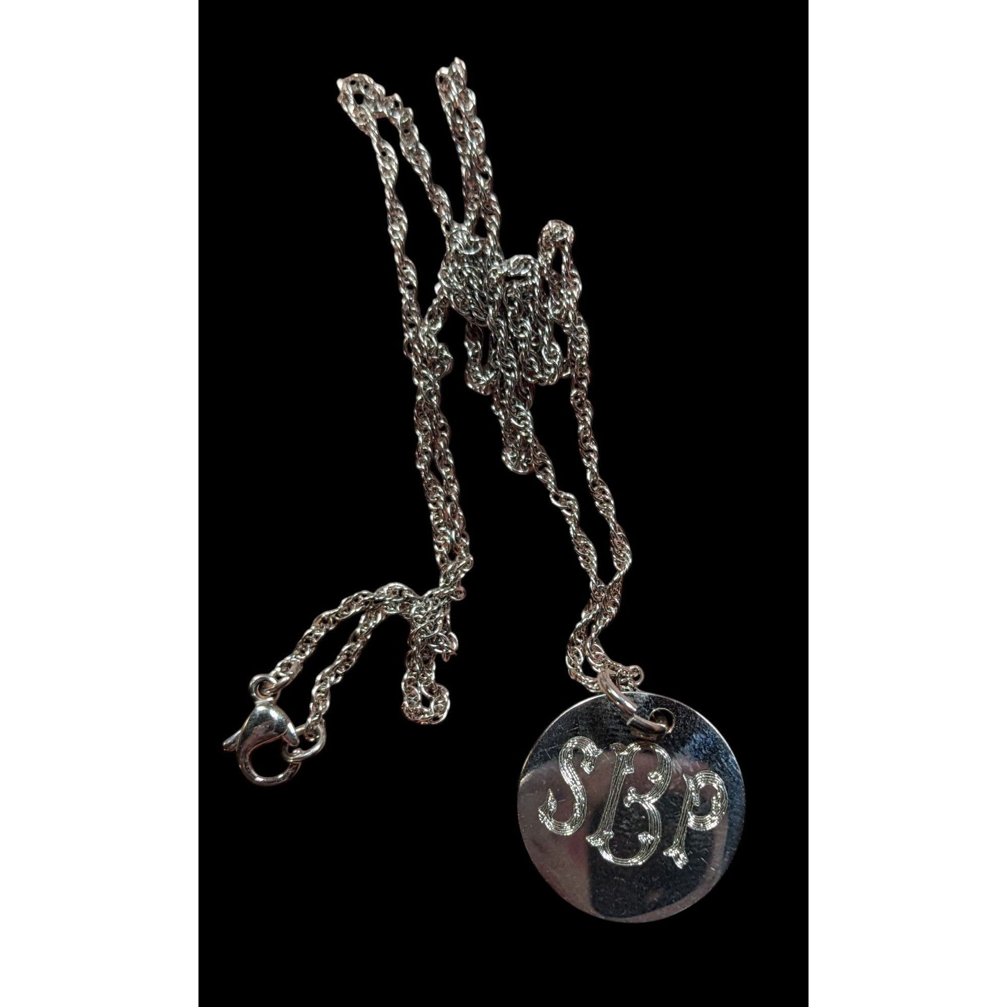 Other SBP Engraved Monogram Silver Tone Pendant Necklace Size ONE SIZE - 4 Thumbnail