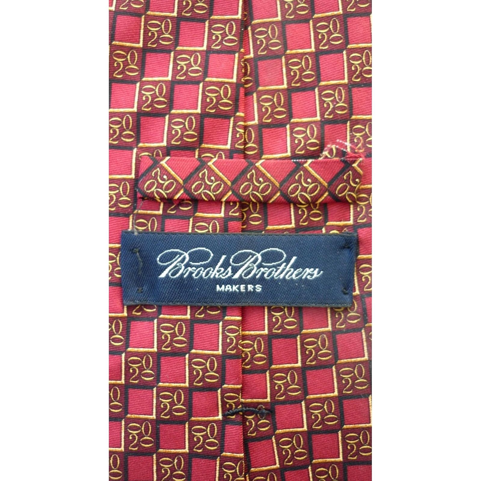 Brooks Brothers Brooks Brothers Makers Men's Silk Tie Handmade in USA Geometric Red 57"-60" Classic Length 3.75" Width Mens Silk Tie Size ONE SIZE - 6 Thumbnail
