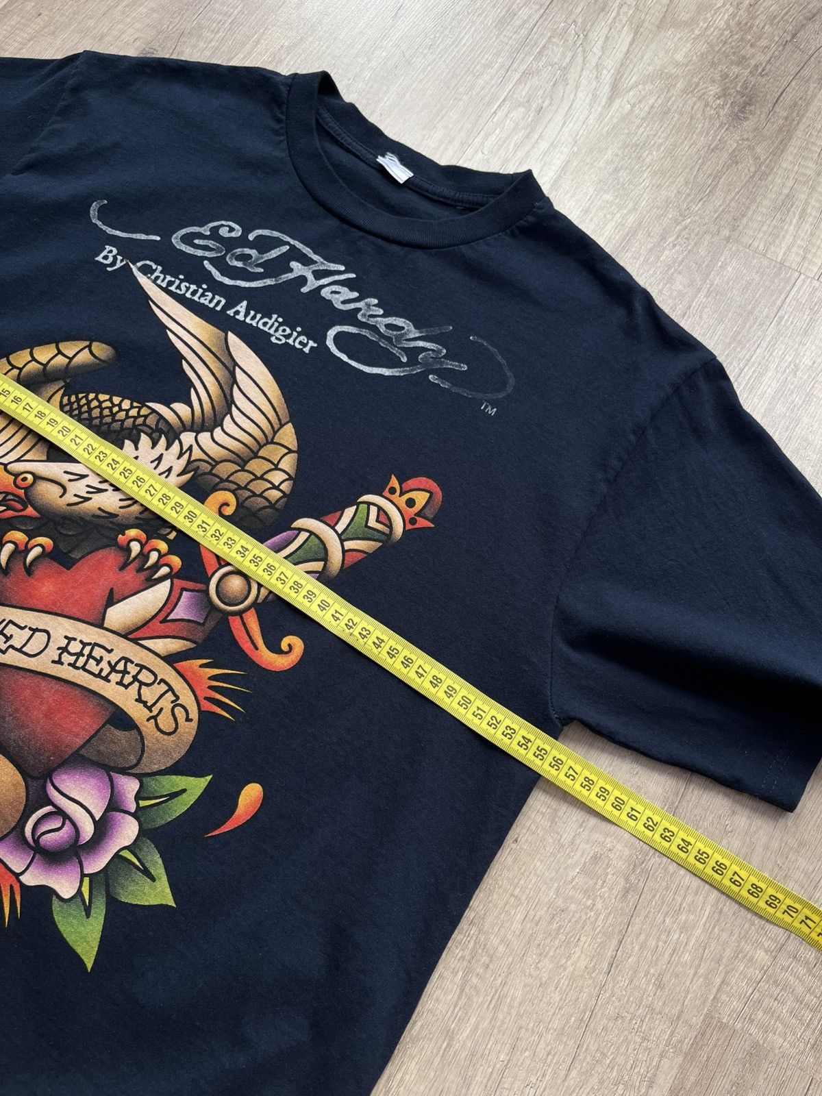 Ed Hardy × Japanese Brand Ed Hardy Pieced Hearts and True Love T-Shirt Navy Blue Size US L / EU 52-54 / 3 - 11 Thumbnail