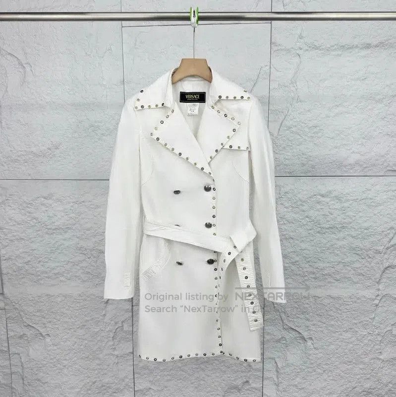 Versace Versace Women's White Cotton Trench Coat . Size M / US 6-8 / IT 42-44 - 1 Thumbnail