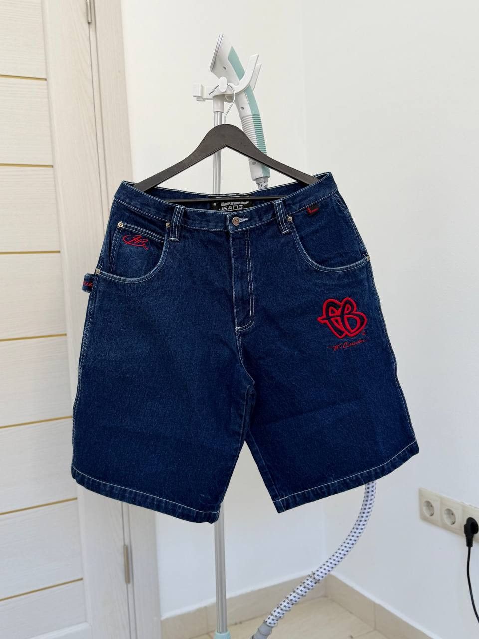 Fubu Vintage Y2K FUBU Baggy Blue Denim Shorts JNCO Style Size US 32 / EU 48 - 2 Thumbnail