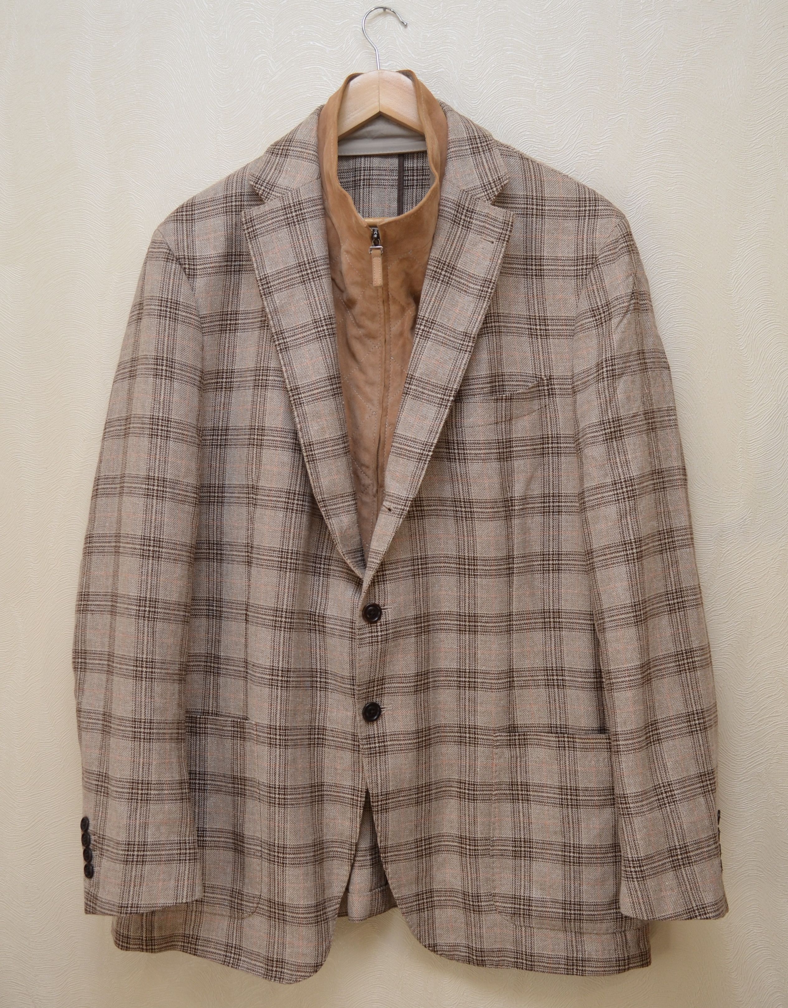 Designer × Faconnable Faconnable Blazer Jacket Unlined Check Wool EU58 US48 Size 48R - 1 Thumbnail
