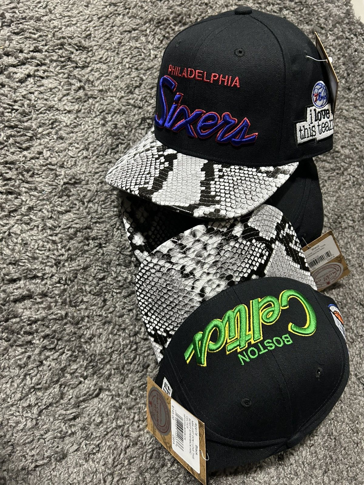 Just Don × Mitchell & Ness Just Don Sixers Snakeskin strapback hat Size ONE SIZE - 13 Thumbnail