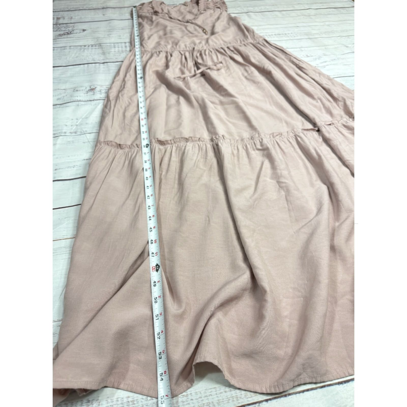 Vintage Sofie Schnoor Pink Tiered Long Dress Fit & Flare Ruffle Drawstring Waist Sz M Size M / US 6-8 / IT 42-44 - 4 Thumbnail
