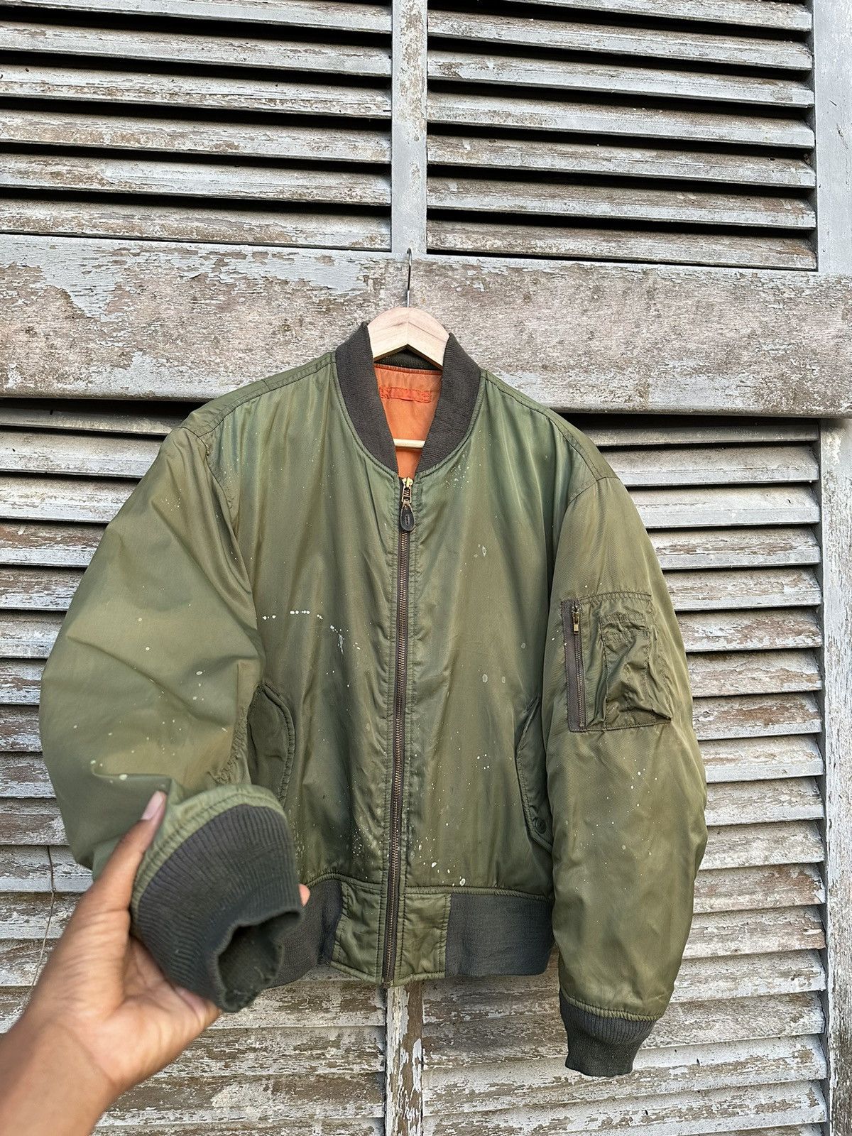 Vintage 🪖Vintage MA-1 Paint Splatter Man Intermediate Bomber Jacket Size US M / EU 48-50 / 2 - 7 Thumbnail