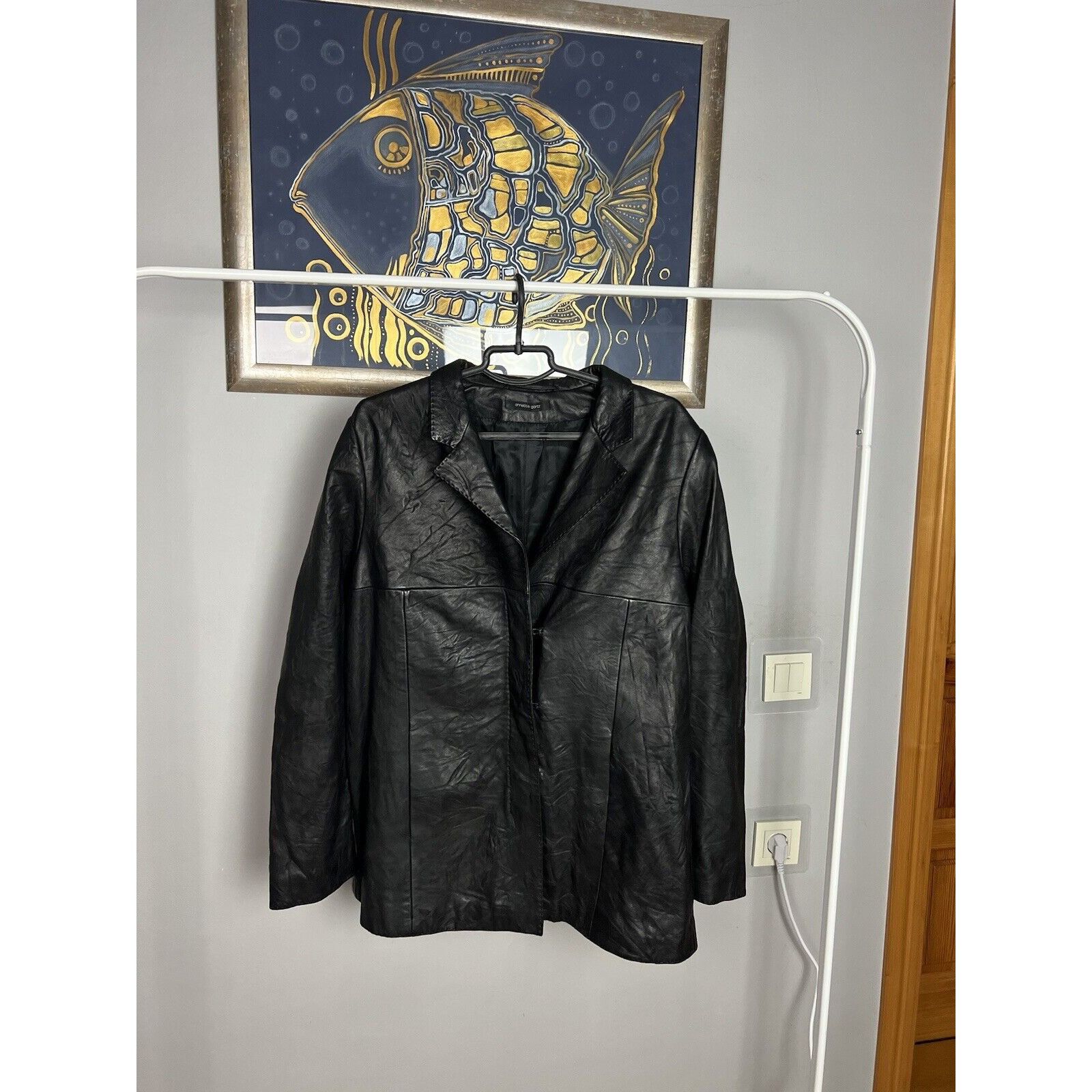 Annette Gortz MINT! Anette Gortz Goertz Women`s Black Long Leather Jacket Size M / US 6-8 / IT 42-44 - 4 Thumbnail