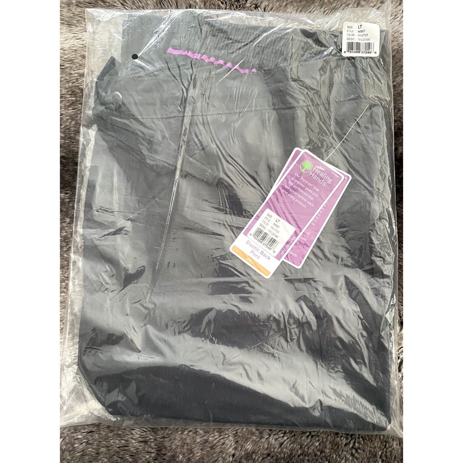 Vintage Healing Hands NWT Gray Elastic Back Scrub Bottom LT 9095T Size US 33 - 2 Thumbnail