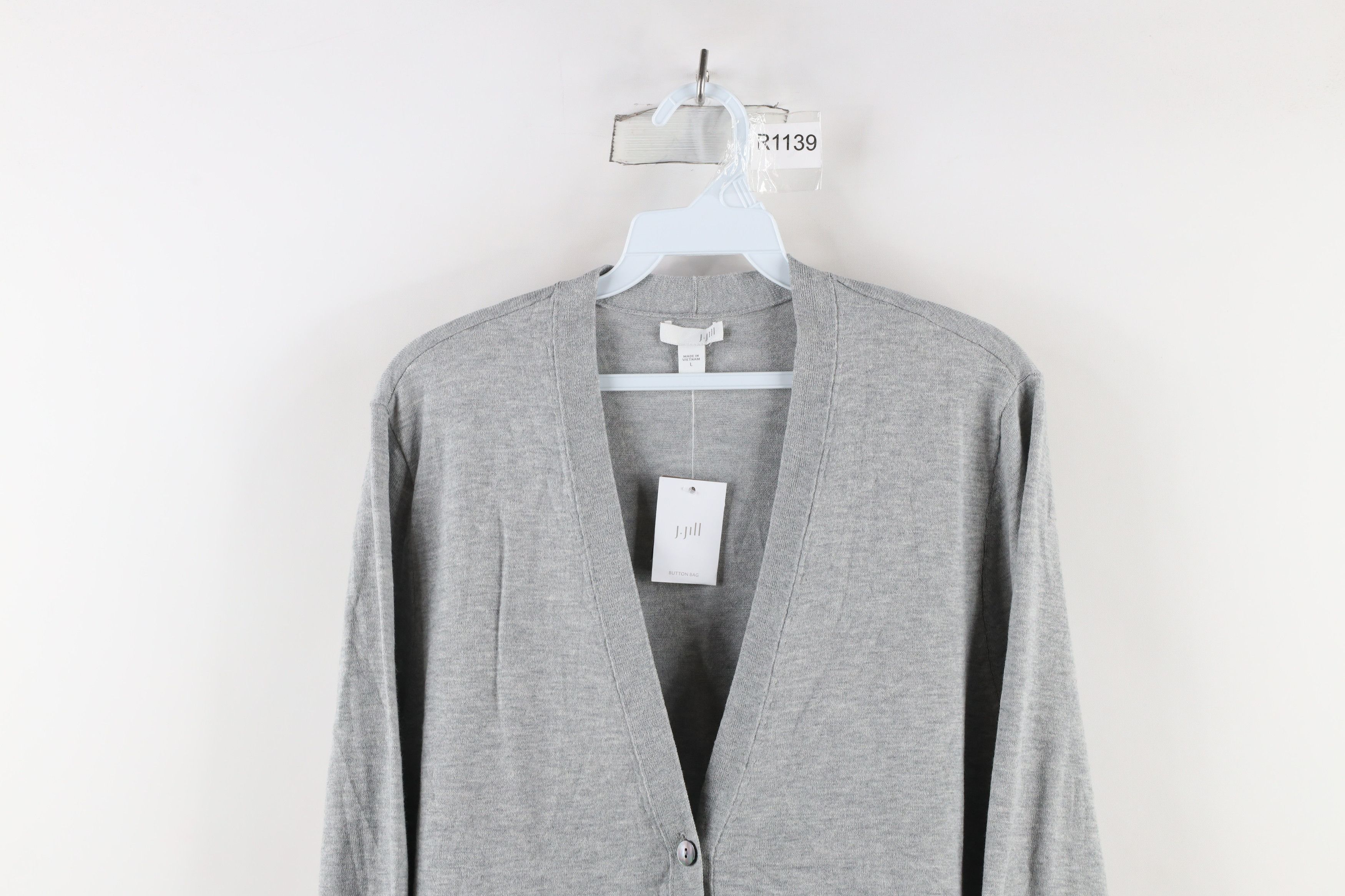 Vintage New J Jill Rayon Blend Knit Cardigan Sweater Heather Gray Size L / US 10 / IT 46 - 2 Thumbnail