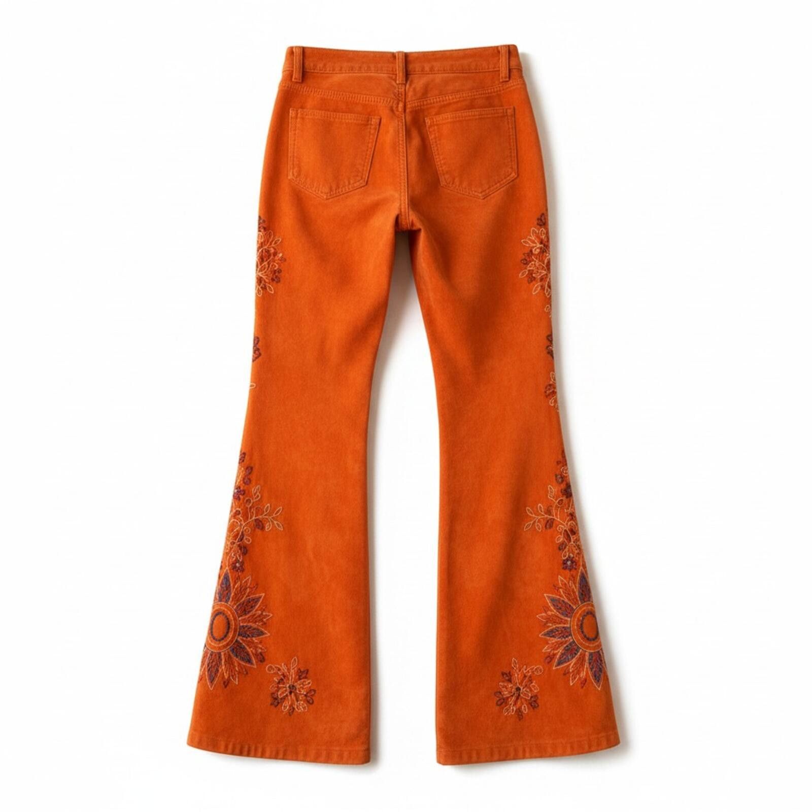 Michael Hoban Vintage Michael Hoban Orange Suede Pants Embroidered Flare Size 30" / US 8 / IT 44 - 4 Thumbnail