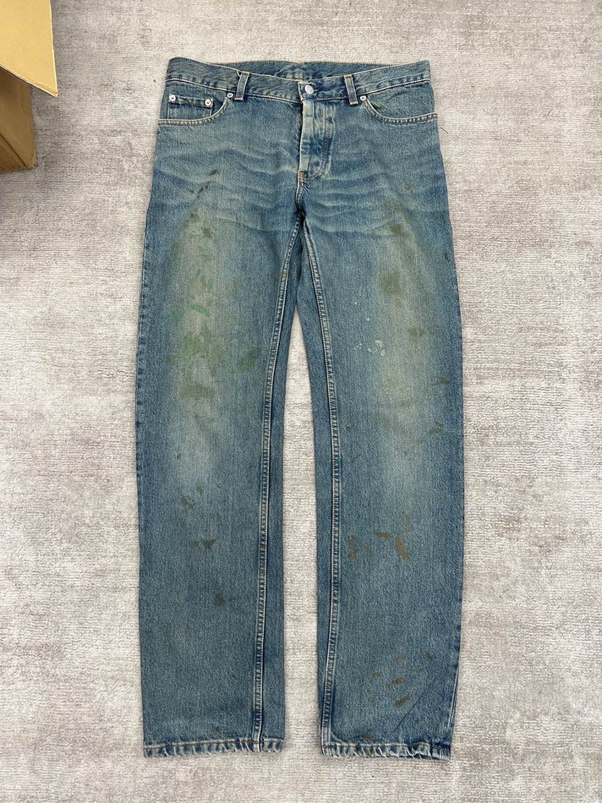 Image of Helmut Lang Vintage Painter Washed Jeans in Mid Denim, Men's (Size 33)