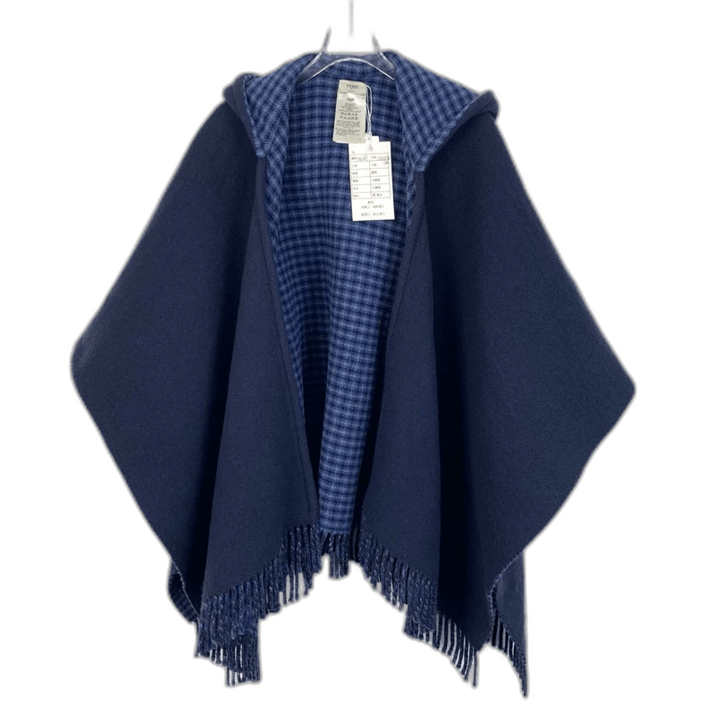 Fendi Fendi Blue Logo Wool Hooded Cape Size S / US 4 / IT 40 - 1 Thumbnail