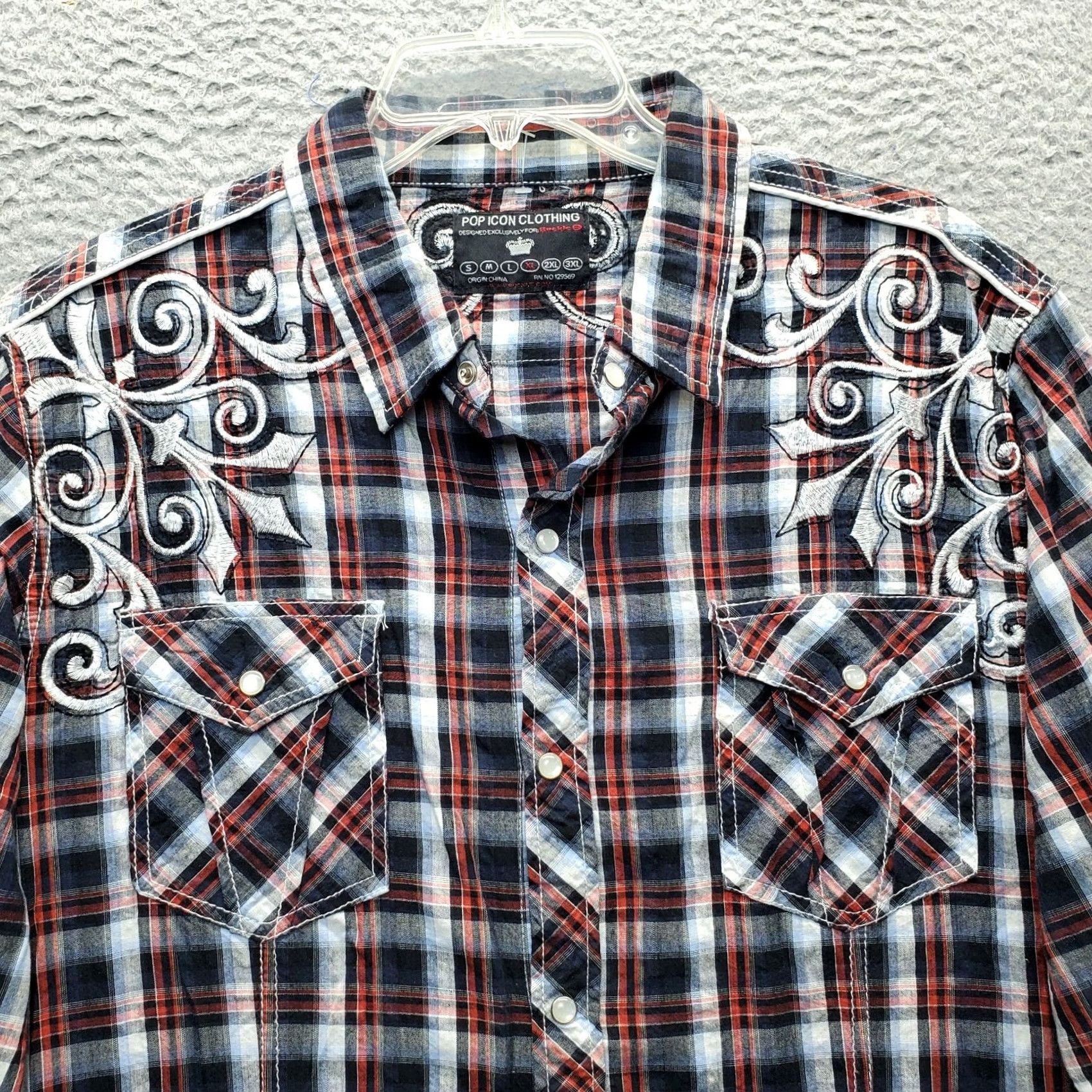 Vintage Pop Icon Western Rodeo Shirt Mens XL Multi Plaid Embroidered Pearl Snap Shirt Size US XL / EU 56 / 4 - 7 Thumbnail
