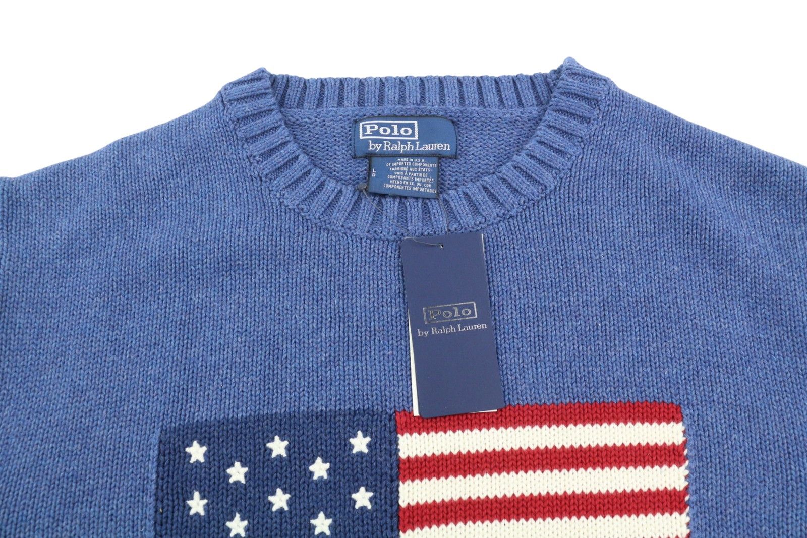 Ralph Lauren BLUE L Cotton USA Flag Pullover 86950 Size US L / EU 52-54 / 3 - 5 Thumbnail