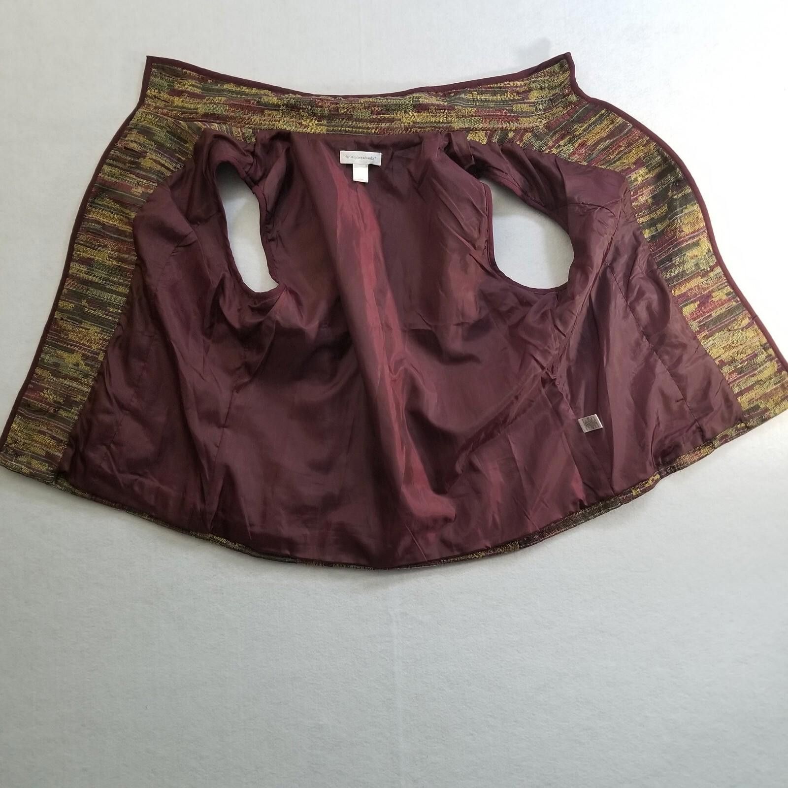 Designer Christopher Banks Large Maroon Lined Sweater Vest Fast Ship Size L / US 10 / IT 46 - 10 Thumbnail