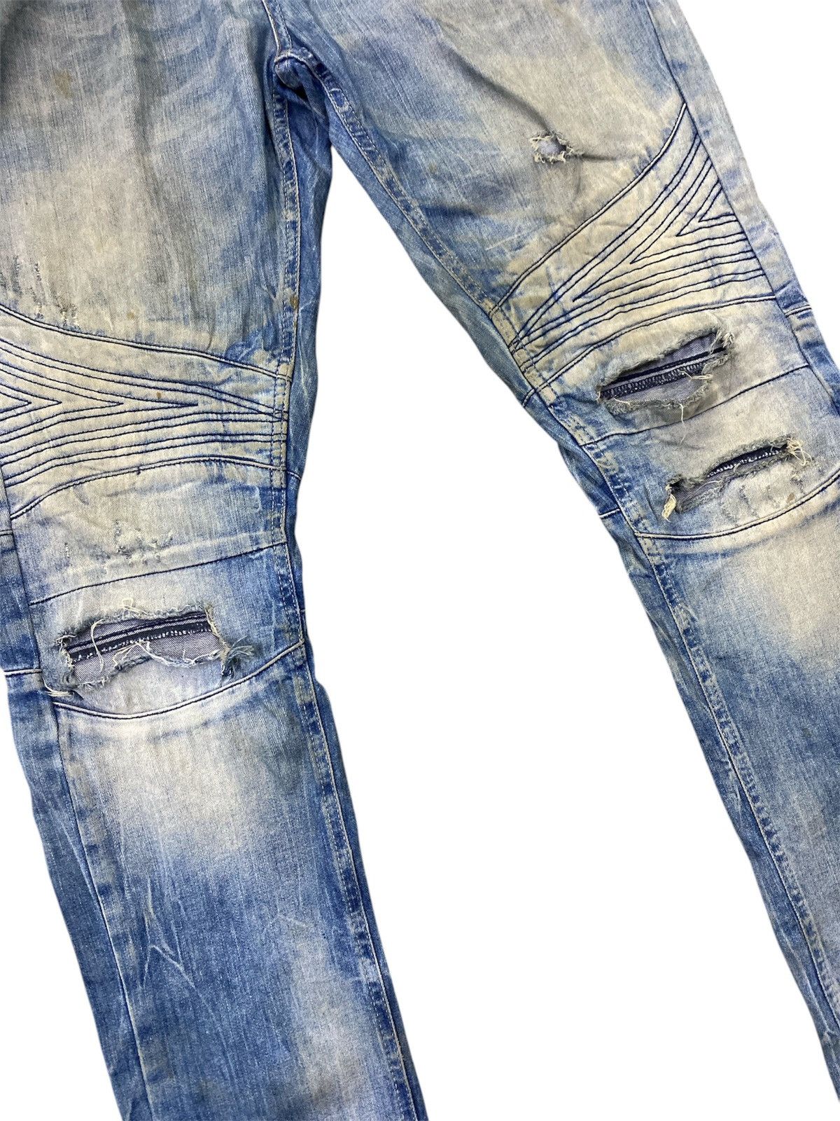 Zara Zara Man Biker Distressed Denim Size US 31 - 4 Thumbnail