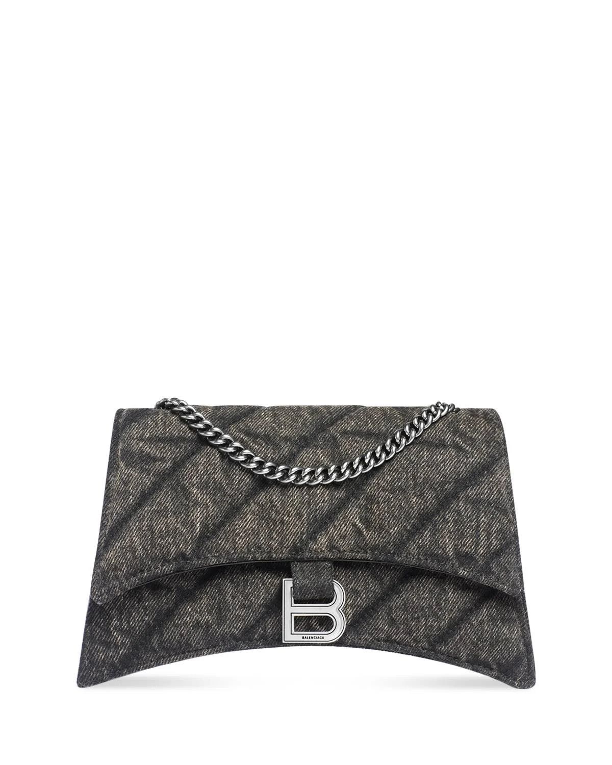 Balenciaga o1mt1gz0824 Size: OS / Crush XS Chain Bag Denim Black Size ONE SIZE - 1 Thumbnail