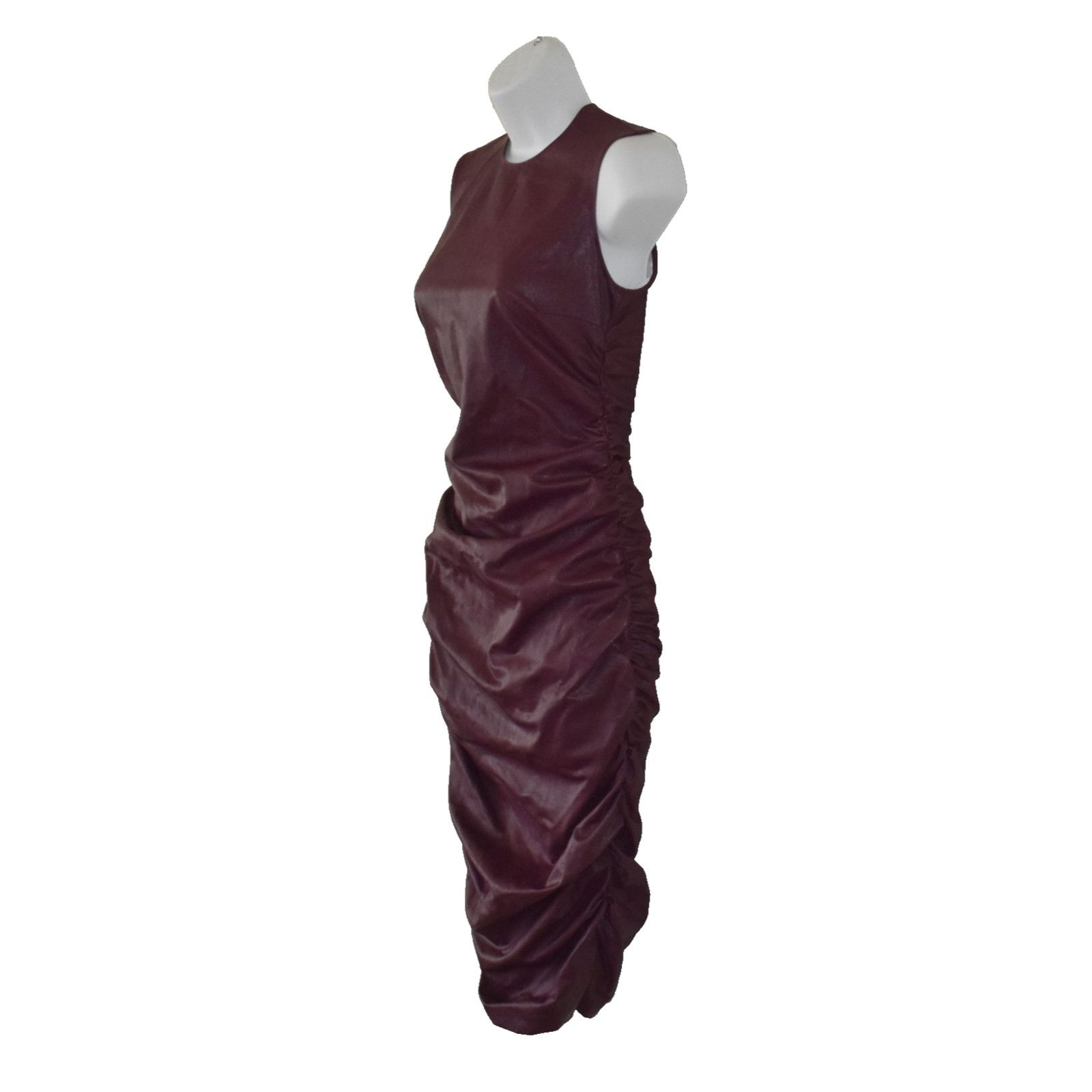 Amanda Uprichard New AMANDA UPRICHARD Jamilla Faux Leather Ruched Dress Sz XS Size XS / US 0-2 / IT 36-38 - 5 Thumbnail