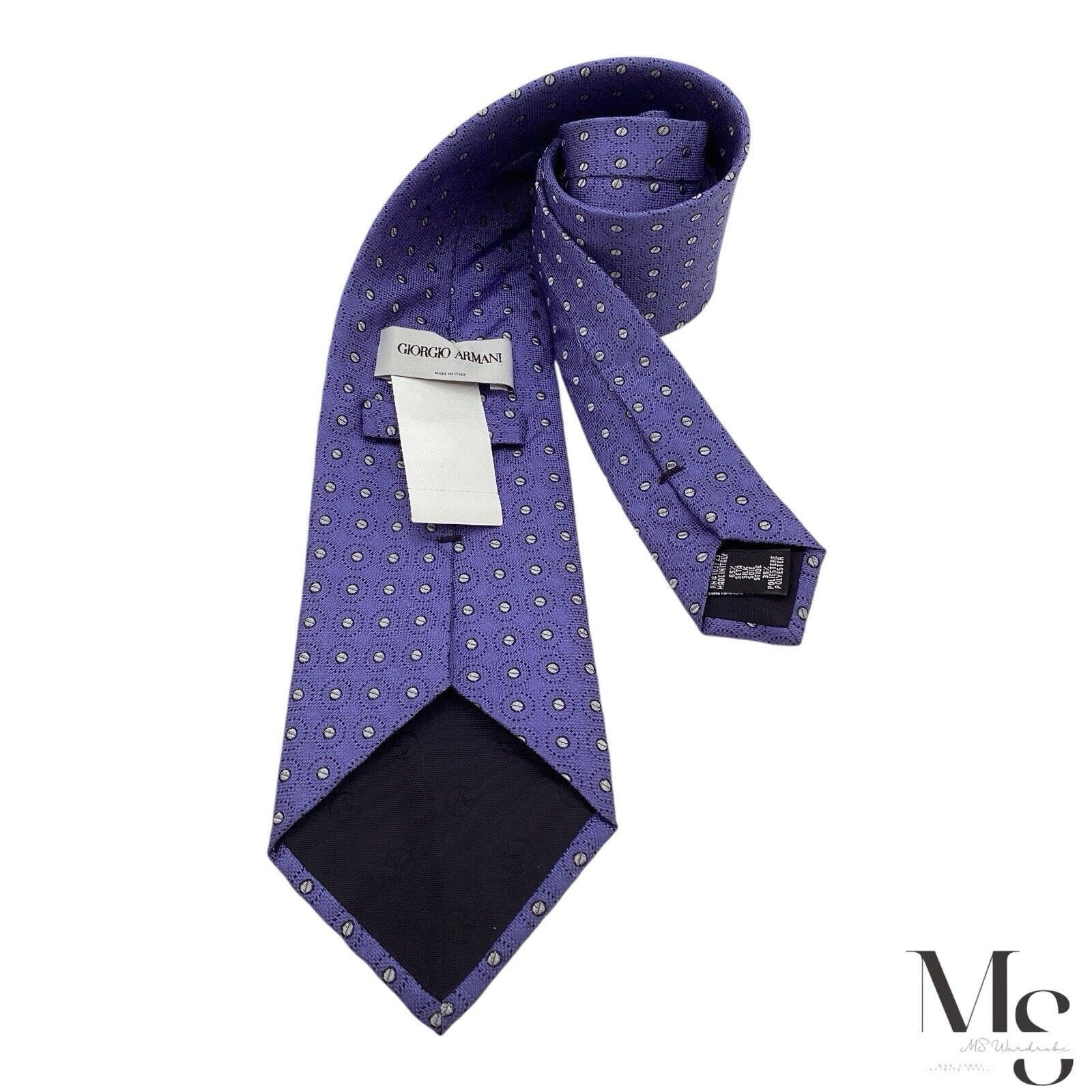 Giorgio Armani $125 GIORGIO ARMANI Blue Geometric Silk Blend Tie Made In It Size ONE SIZE - 2 Thumbnail