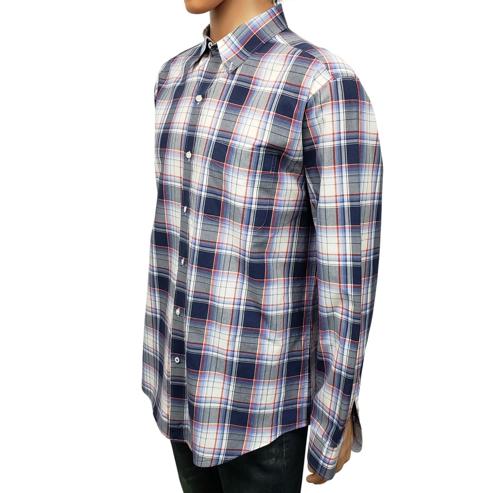 J.McLaughlin J. McLaughlin Contrast Collar Flip Cuff Shirt XL Plaid Check Size US XL / EU 56 / 4 - 8 Thumbnail