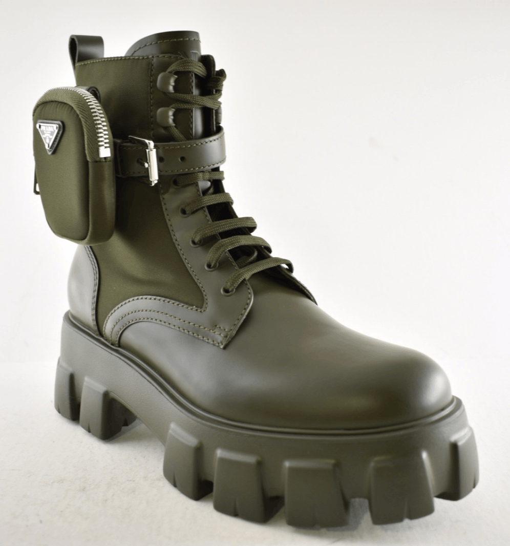 Prada Prada Monolith Leather Nylon Pouch Lug Sole Combat Boot 40 Size US 10 / IT 40 - 6 Thumbnail