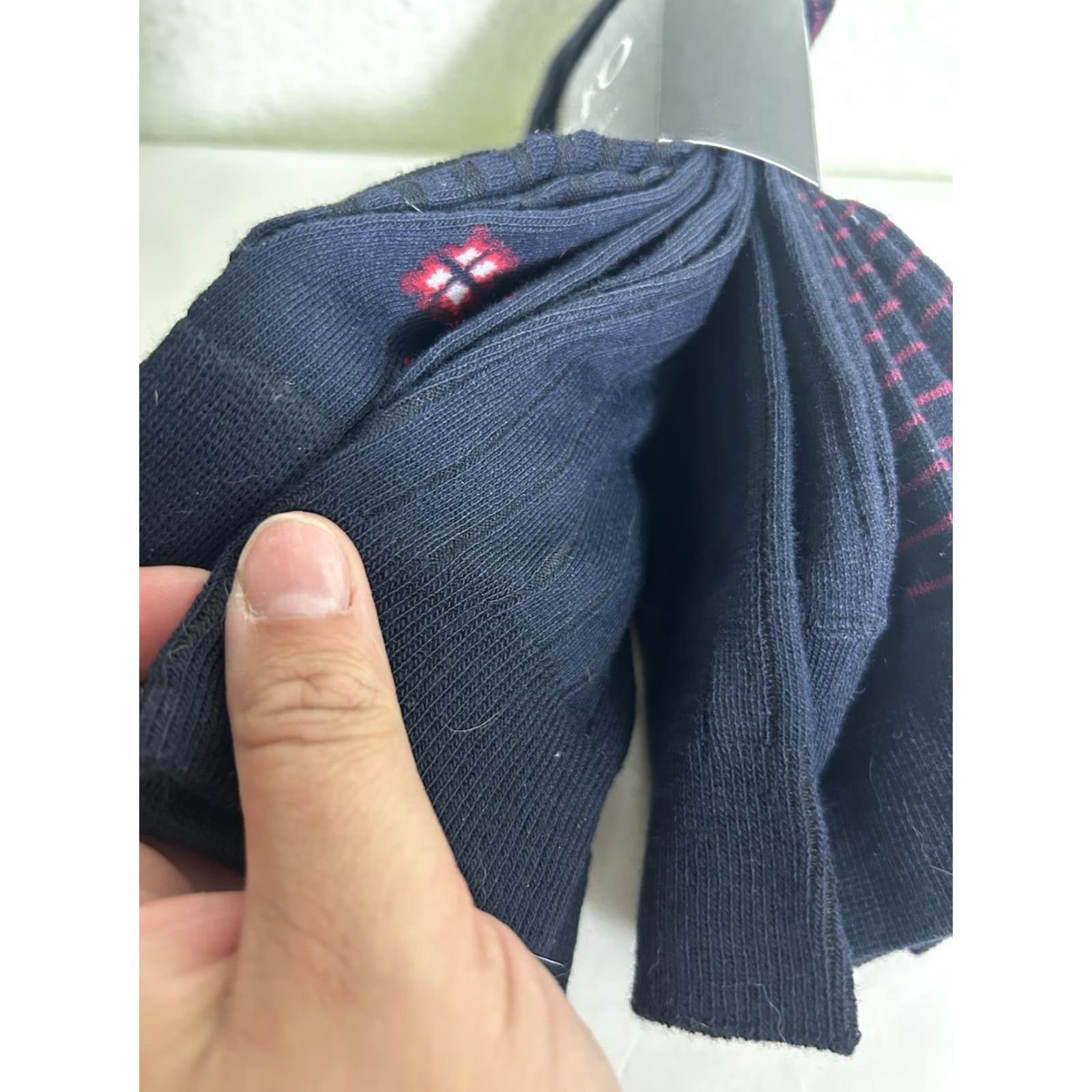 Vintage Adolfo Men Dress Socks Dark Blue With Patterns 4 Pairs 6.5-12 Moisture Wicking Thigh High Business Socks Size ONE SIZE - 5 Thumbnail