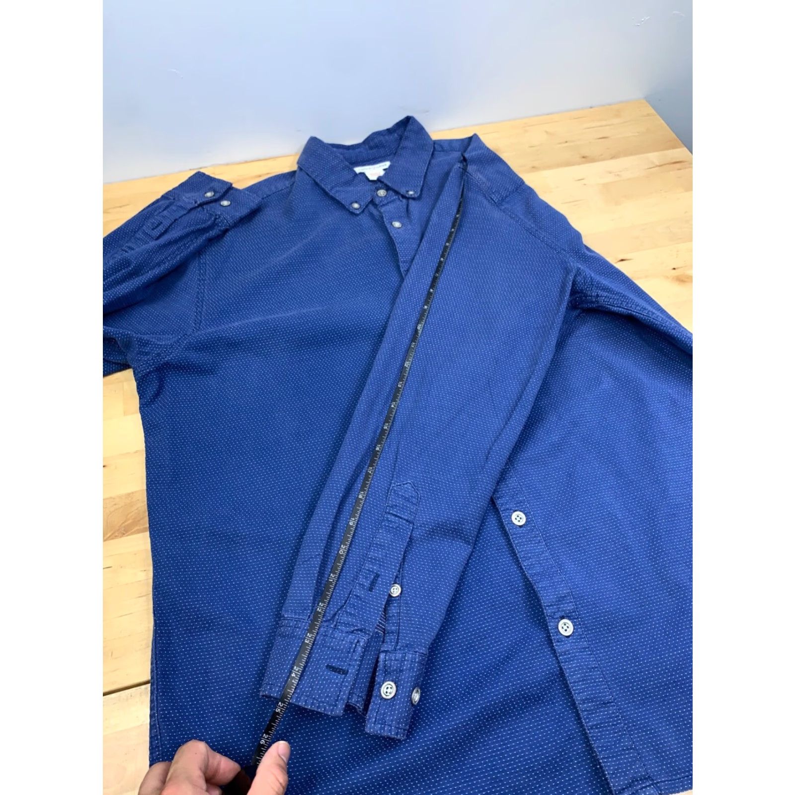 Carbon2Cobalt Carbon2Cobalt XL Button-Down Shirt Blue 100% Cotton Men’s Classic Preppy Long Sleeve Polka Dot Casual Workwear Size US XL / EU 56 / 4 - 6 Thumbnail