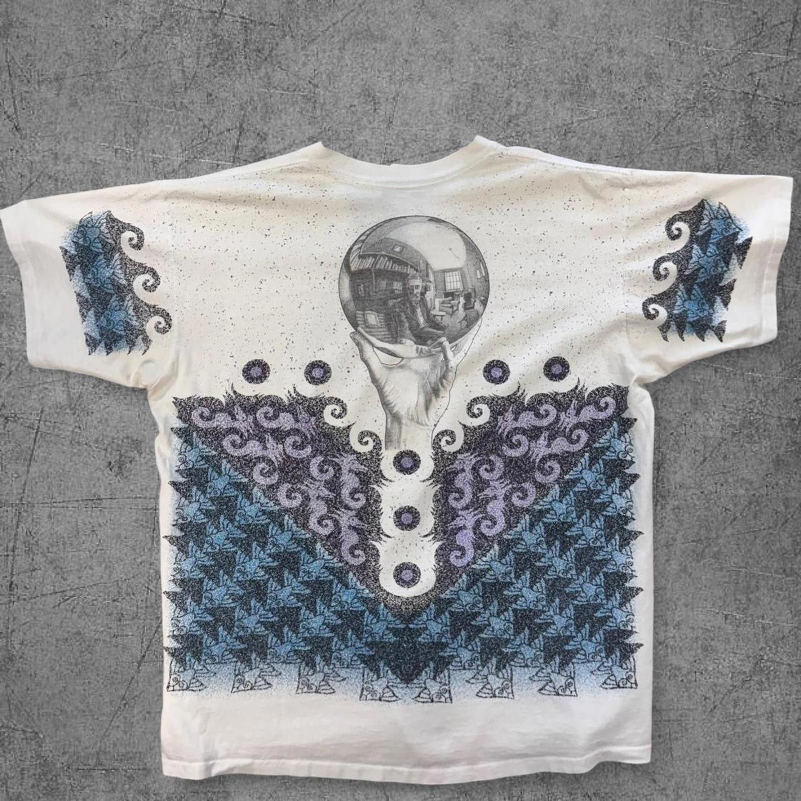 Vintage Vintage 1990s MC Escher All Over Print Art Tee Size US XL / EU 56 / 4 - 7 Thumbnail