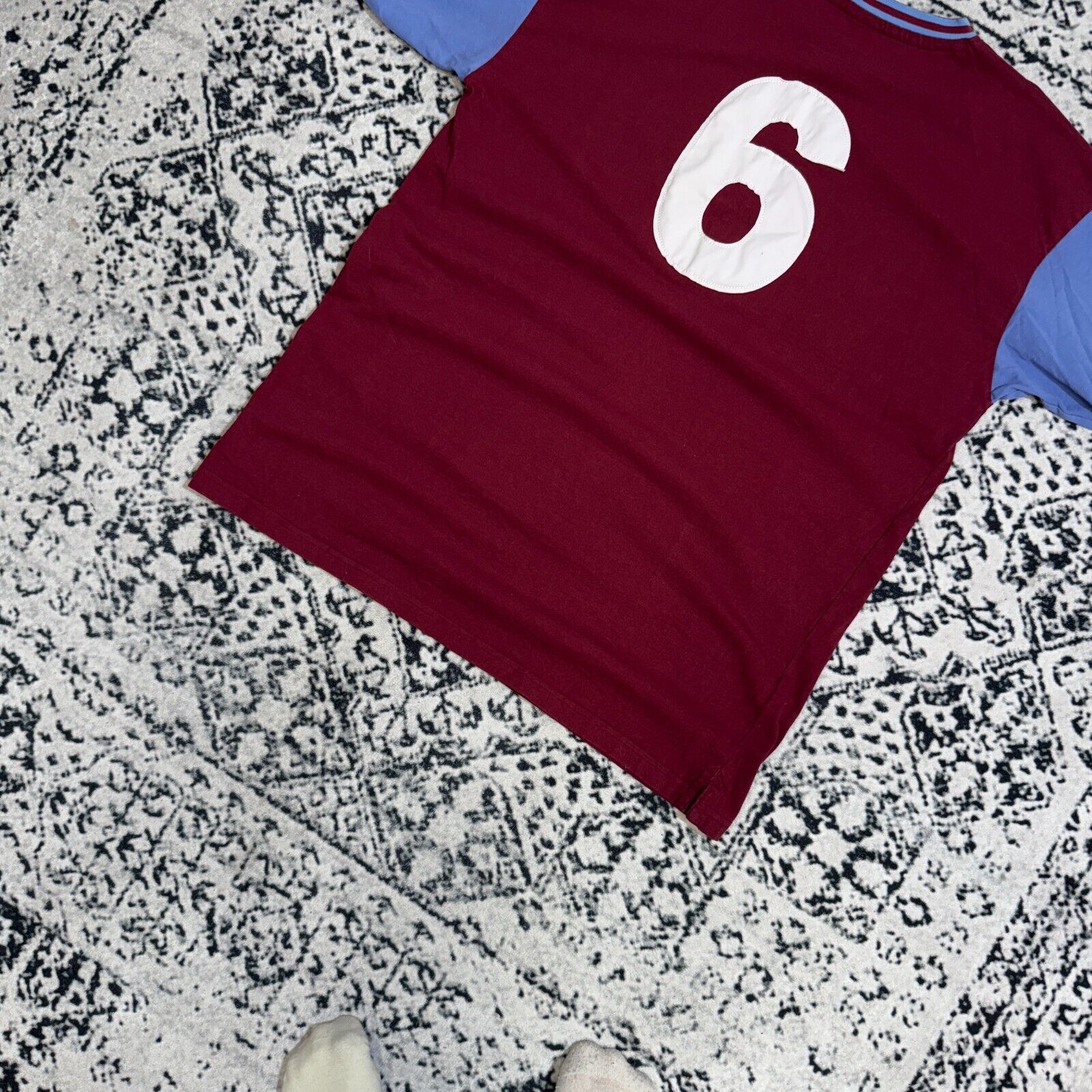 Vintage Burgundy Blue Polyester Jersey T-Shirt Size XL Westham Size US XL / EU 56 / 4 - 8 Thumbnail