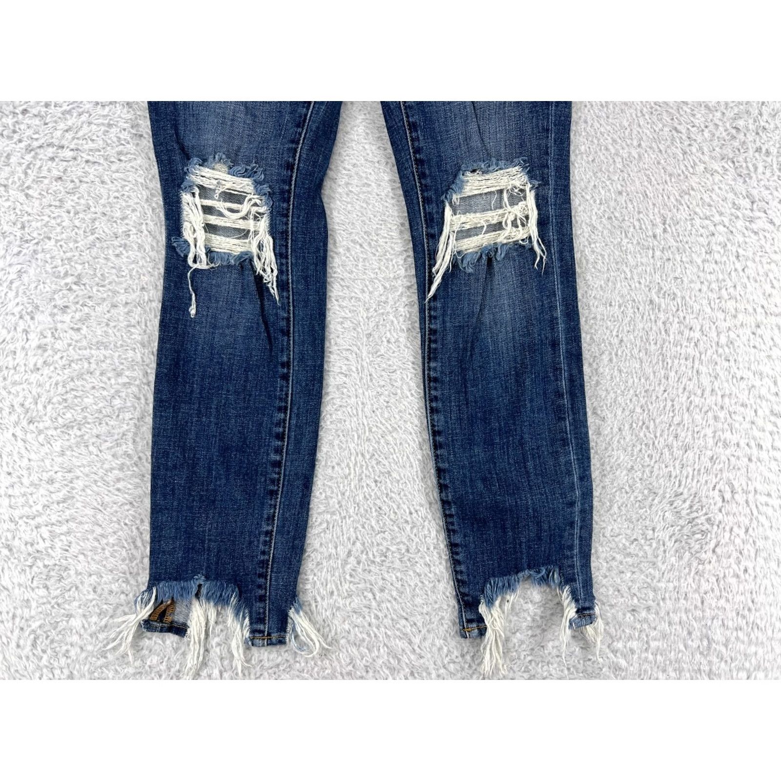 L'AGENCE L'AGENCE Jeans Womens 23 Blue Denim High Line Skinny Distressed 5-Pocket Cotton Blend Size 40" / US 18 - 5 Thumbnail