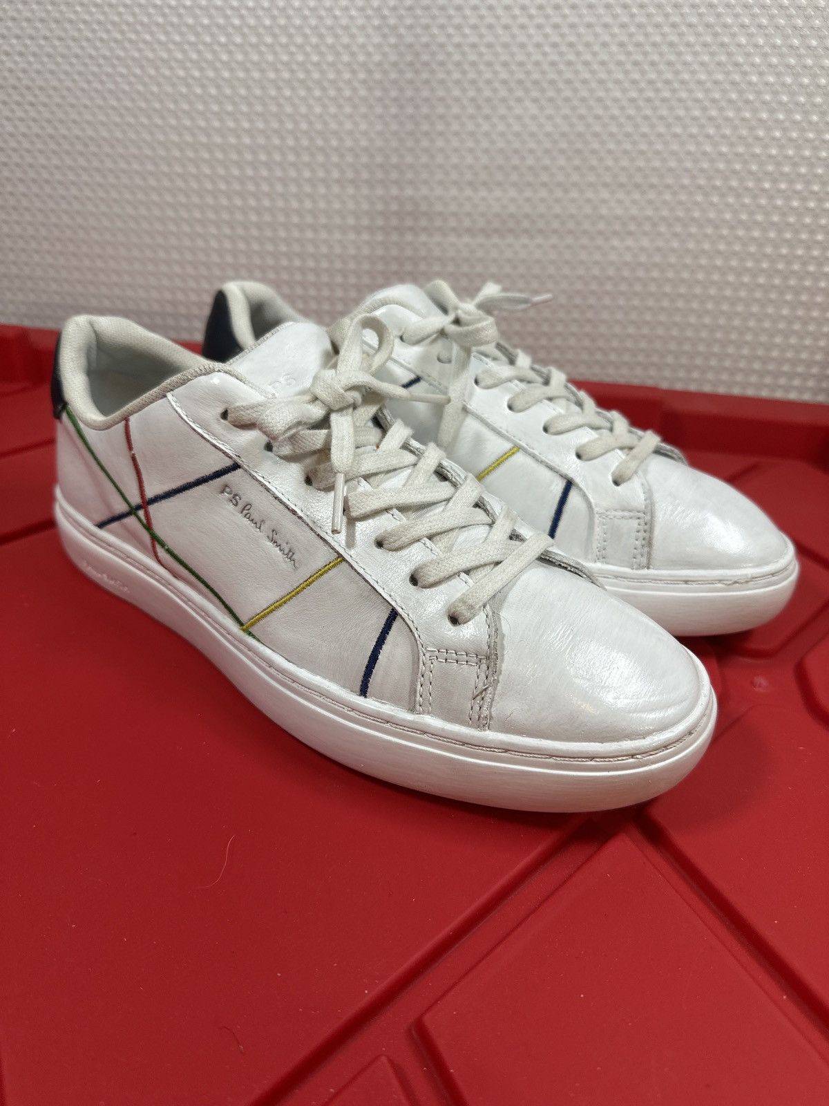 Paul Smith PAUL SMITH Leather Abstract Stripe Rex Sneakers Size US 7 / EU 40 - 4 Thumbnail