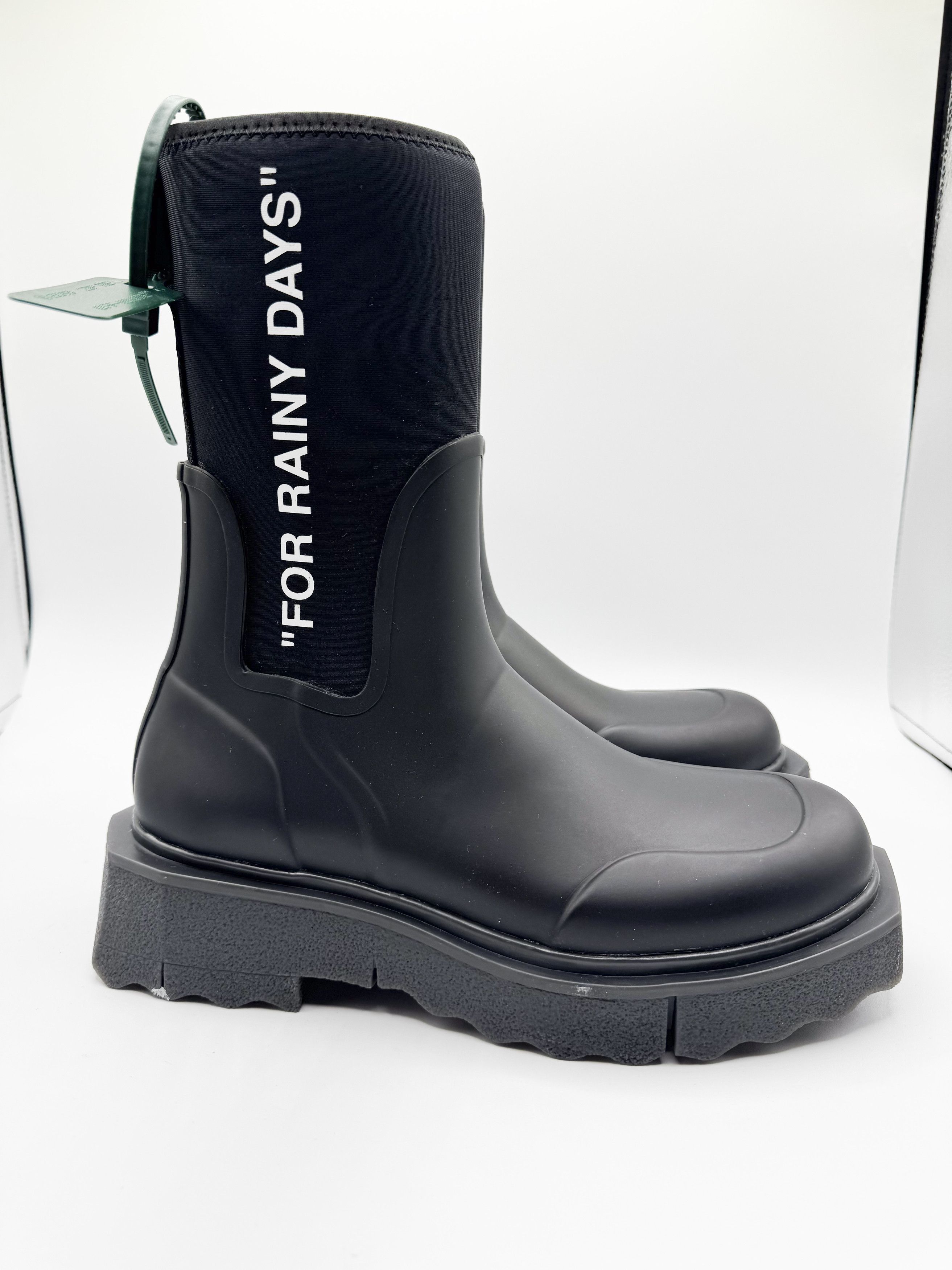 image of Off White Off-White Sponge Sole Waterproof Rain Boot (Women) in Black, Women's (Size 9)