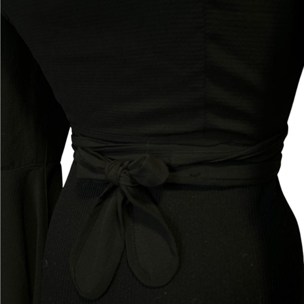 Designer Sexy Black Wrap around Bell Sleeve Blouse Size S / US 4 / IT 40 - 4 Thumbnail