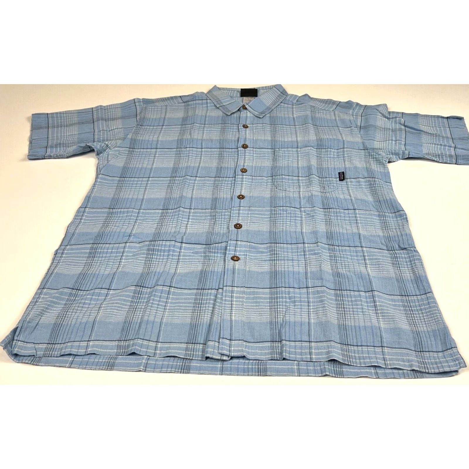 Patagonia Patagonia Shirt Short Sleeve Button-Up Organic Cotton Plaid sz L Blue Mens Size US L / EU 52-54 / 3 - 3 Thumbnail