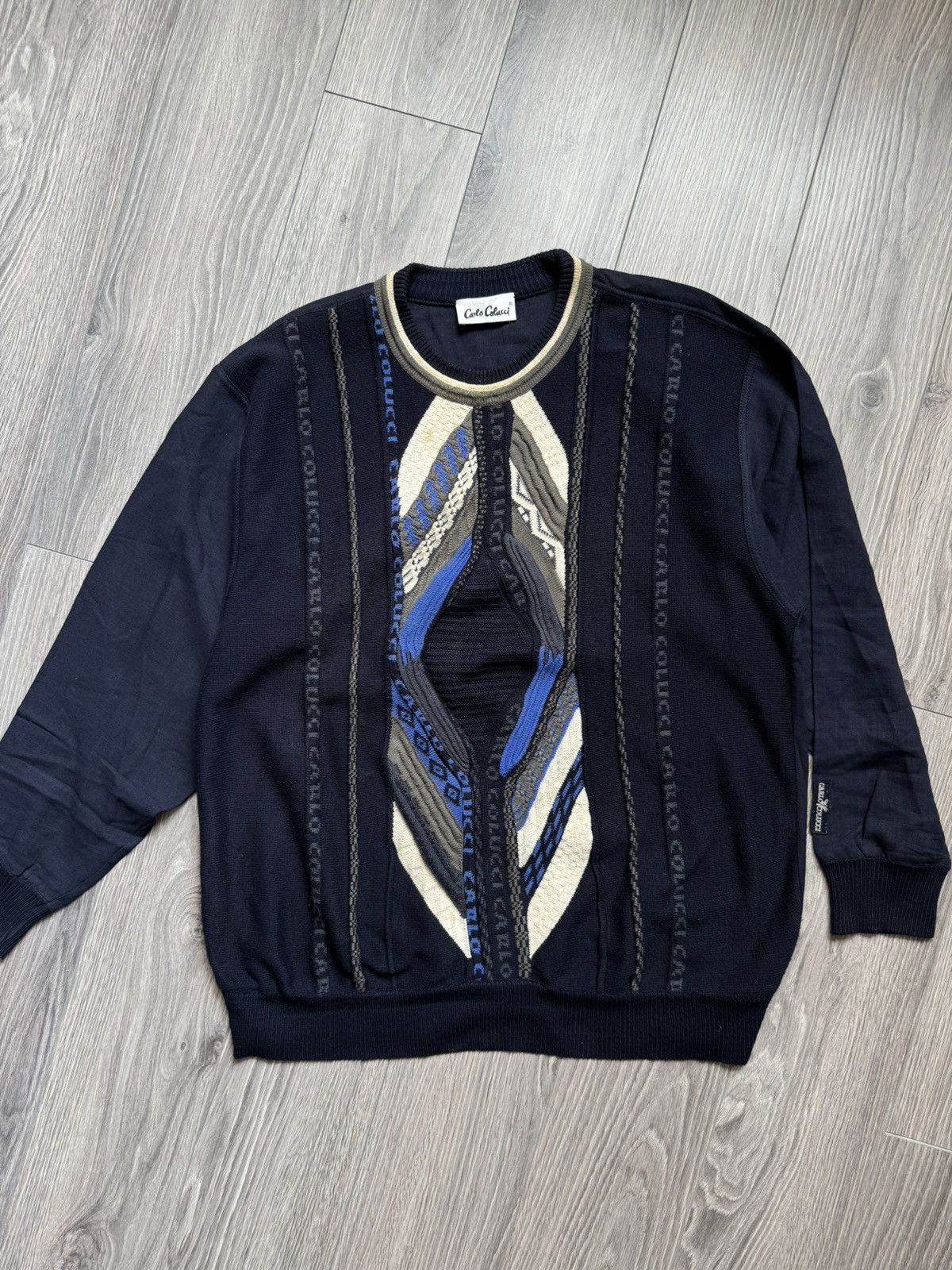 Carlo Colucci Carlo Colucci Mens Coogi style Linen Sweater Vintage Size US L / EU 52-54 / 3 - 4 Thumbnail