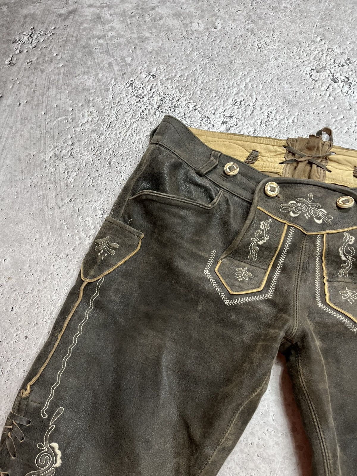 Leather Vintage Country Maddox Lederhosen Leather Shorts Bavarian 40 Size US 32 / EU 48 - 3 Thumbnail