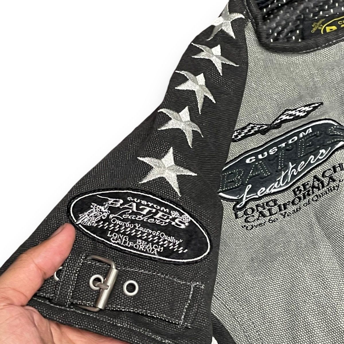 Bates Hats CUSTOM BATES LEATHERS BONDAGE PATCHES MOTORCYCLE JACKET Size US L / EU 52-54 / 3 - 6 Thumbnail