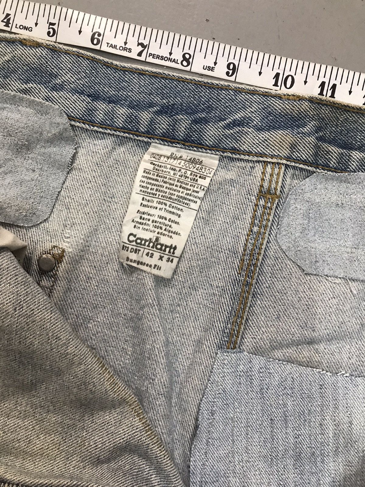 Carhartt × Vintage Vintage Carhartt B73 DST distressed double knee denim Size US 42 / EU 58 - 11 Thumbnail